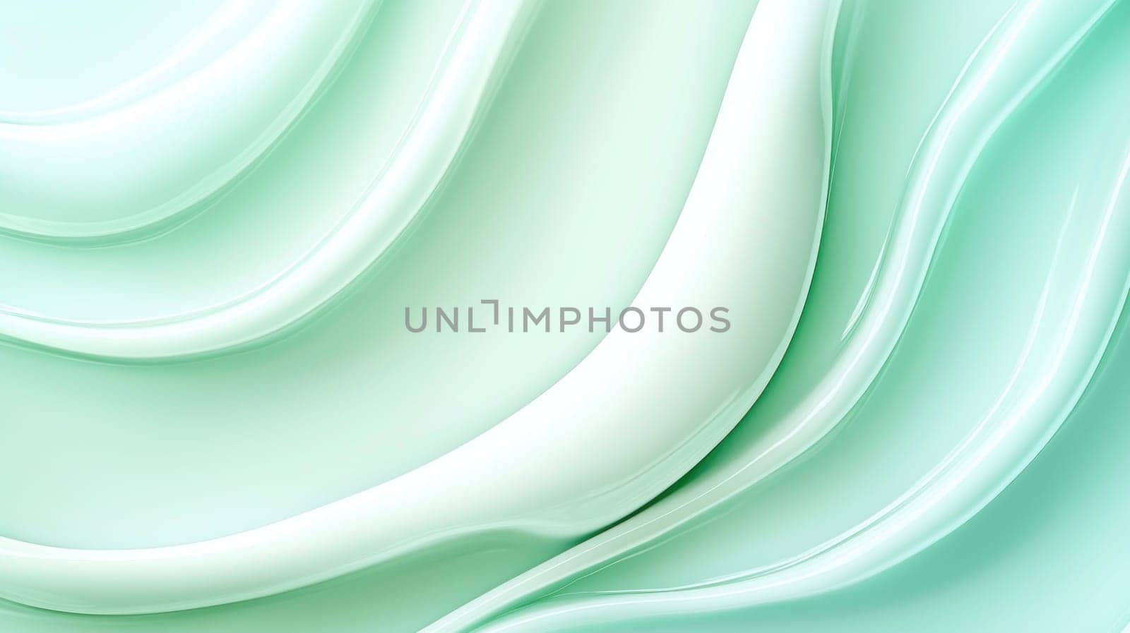 Smooth, flowing mint green textures create calming visual effect.