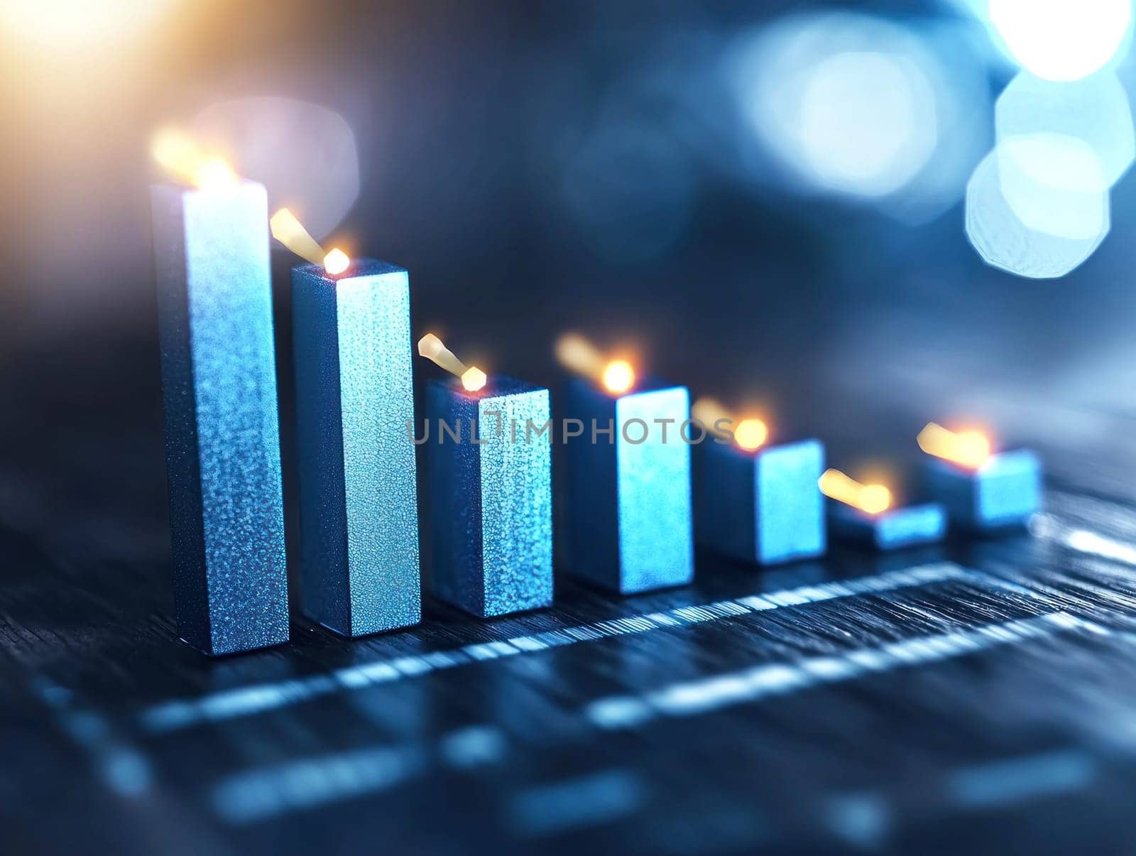 Increasing blue bars represent growth and progress in financial context.