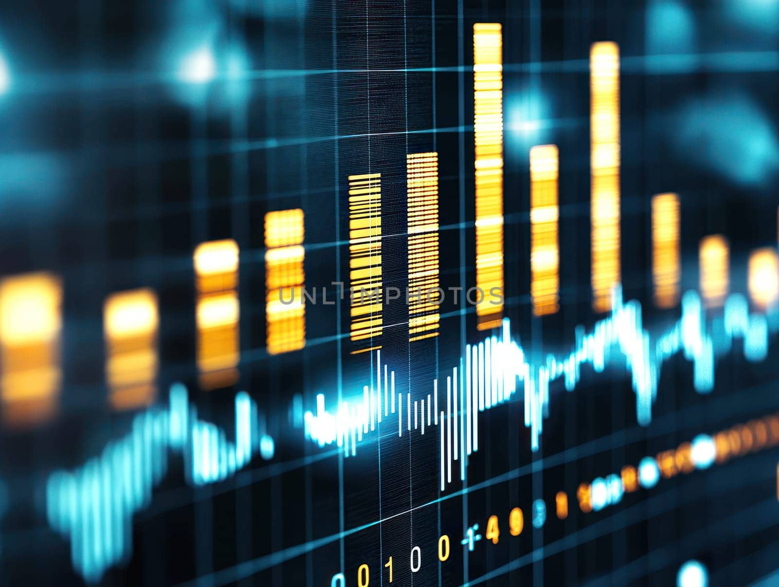 Digital sound waves create vibrant visual representation of audio data.