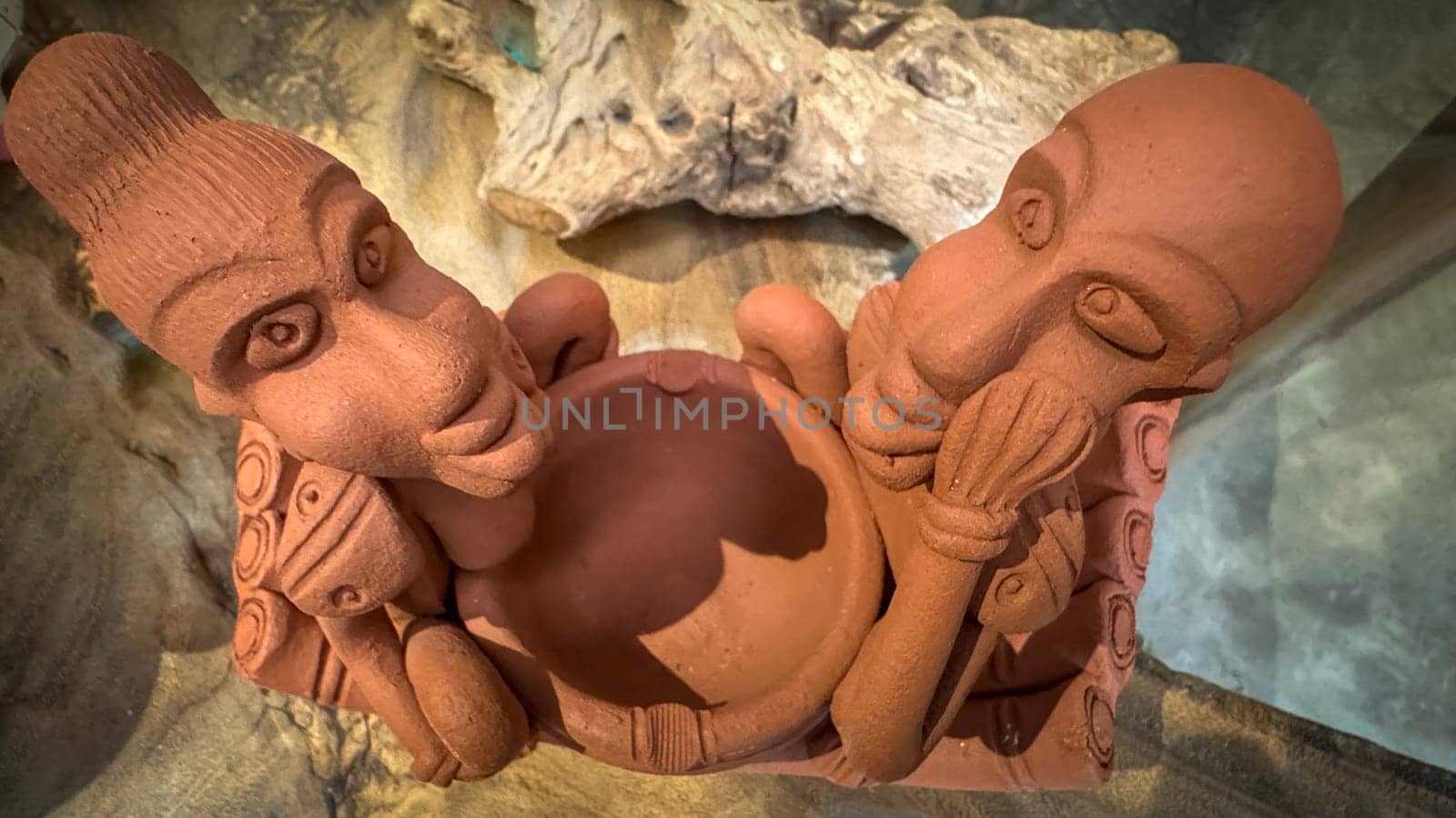 clay sculptures showcasing cultural artistry and expression. The intricate details highlight craftsmanship and creativity, providing a unique perspective on cultural art good for multimedia content creation