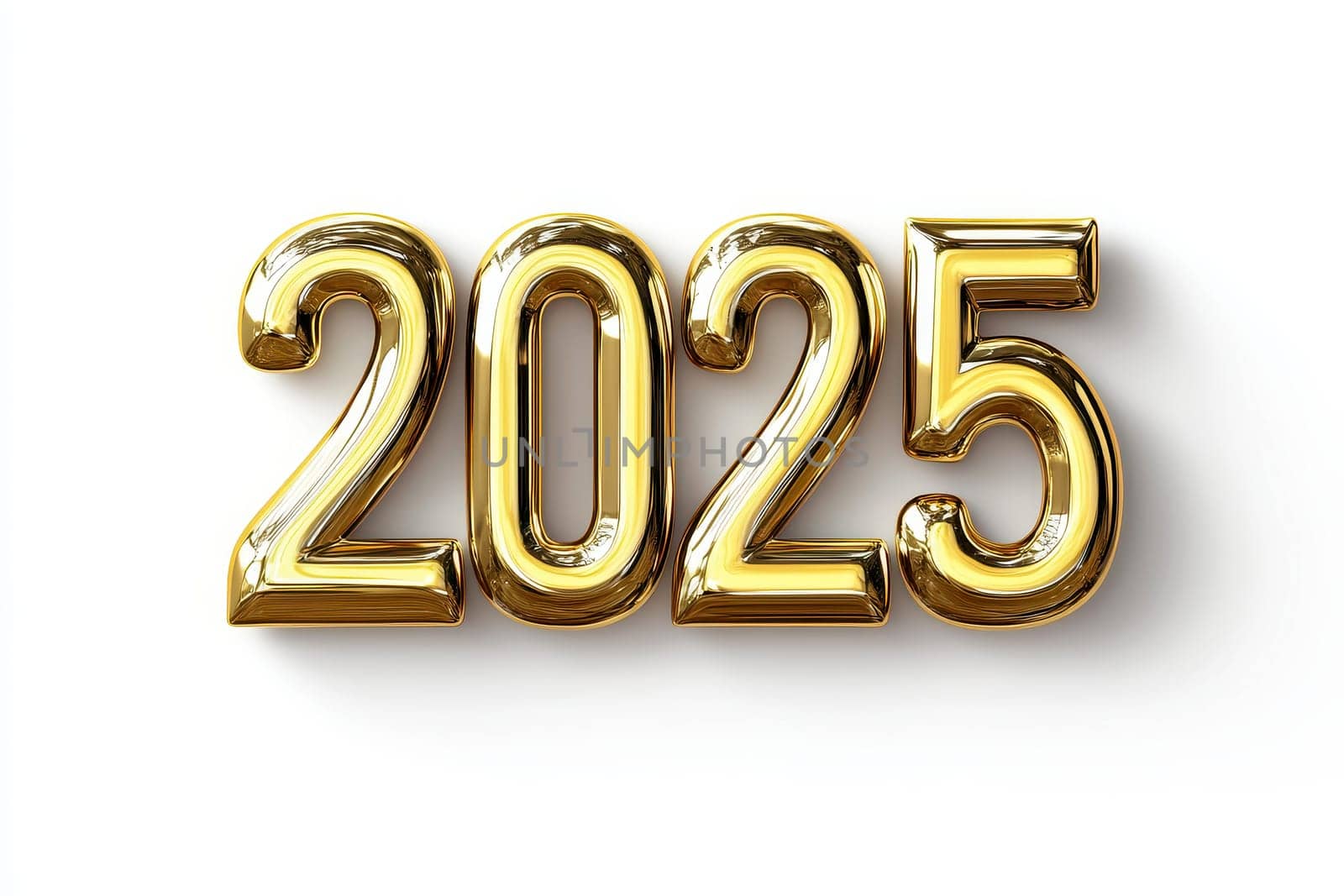 2025 in gold text on a white background, new year concept..