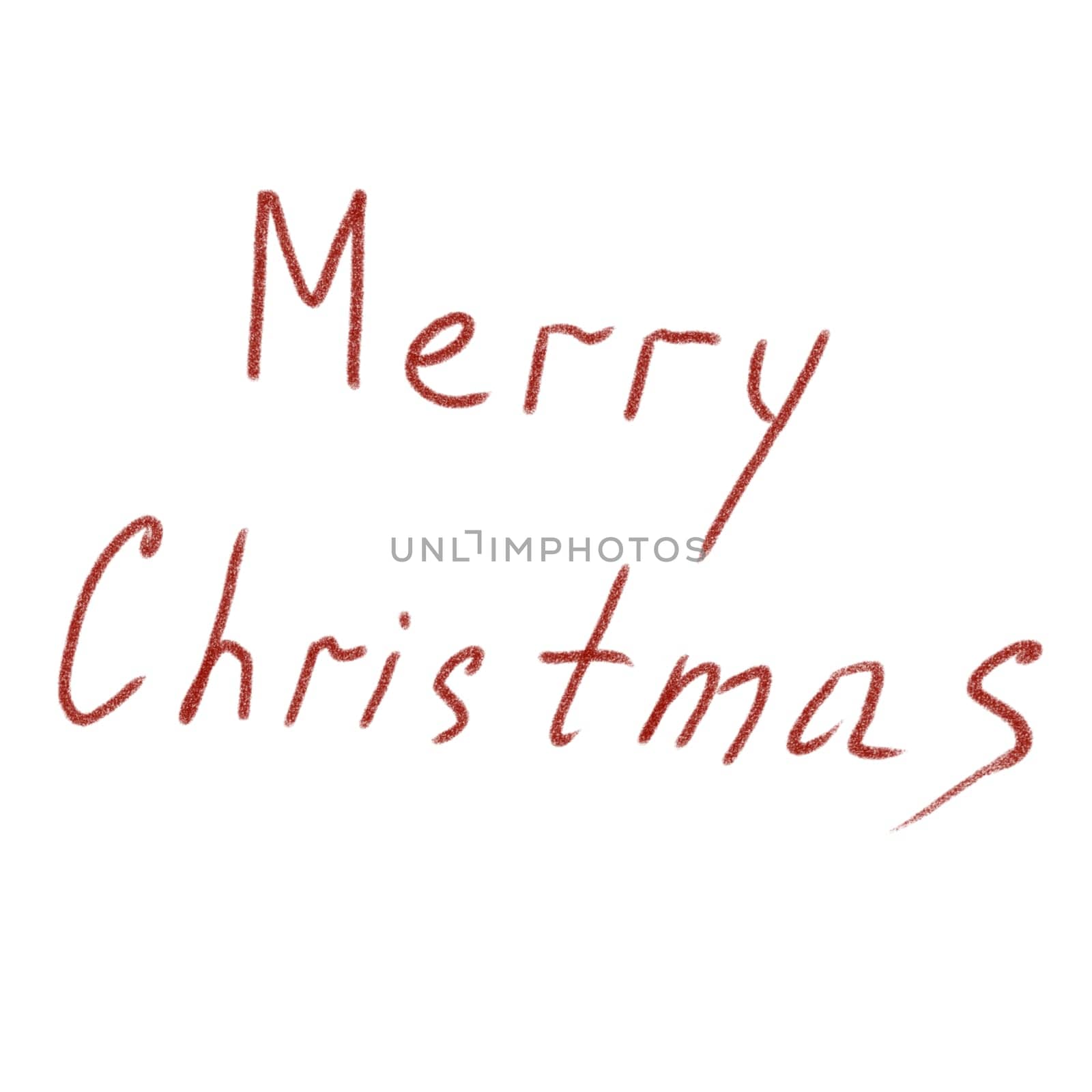 Merry Christmas lettering watercolor. Hand drawn red letters on isolated white background. Clip art of festive font. Ideal for Christmas card design. High quality illustration