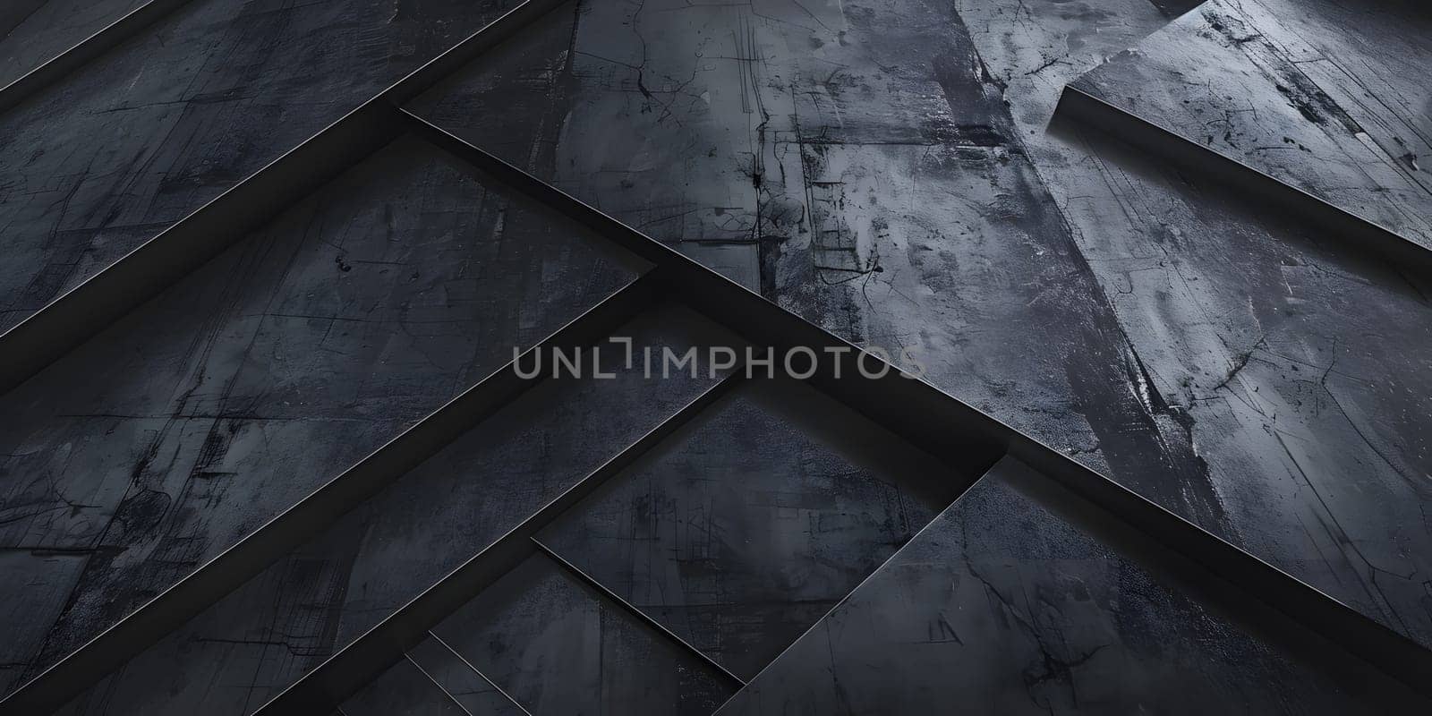 Abstract dark geometric pattern with overlapping rectangles in various shades