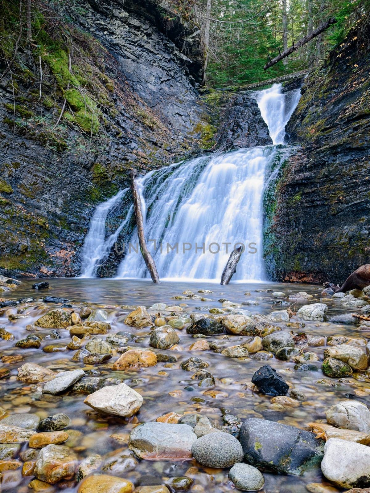 The beautiful and serene upper Sweetcreek Falls located in the north east section of Washington state.