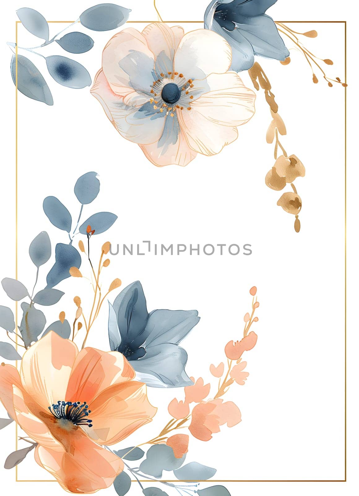 Beautiful floral frame in soft pastel colors, perfect for cards and invitations.