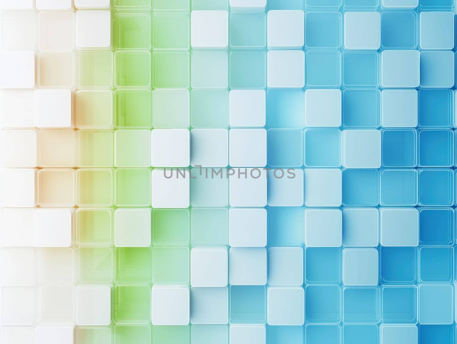Subtle abstract grid pattern in soft blues and greens creates calming effect.