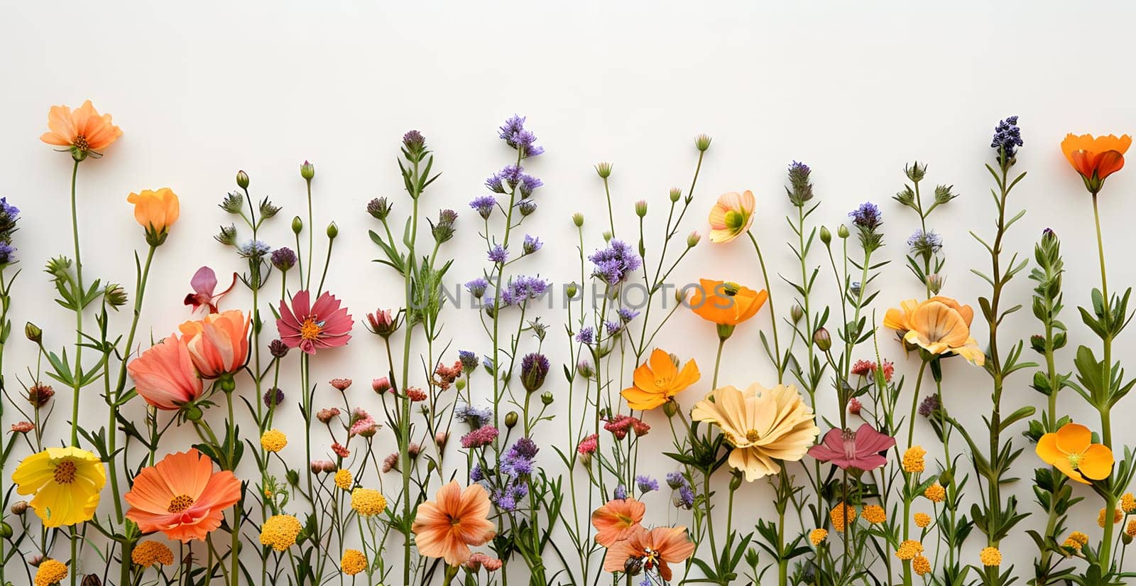 Beautiful wildflower garden featuring poppies and lavender in vibrant colors