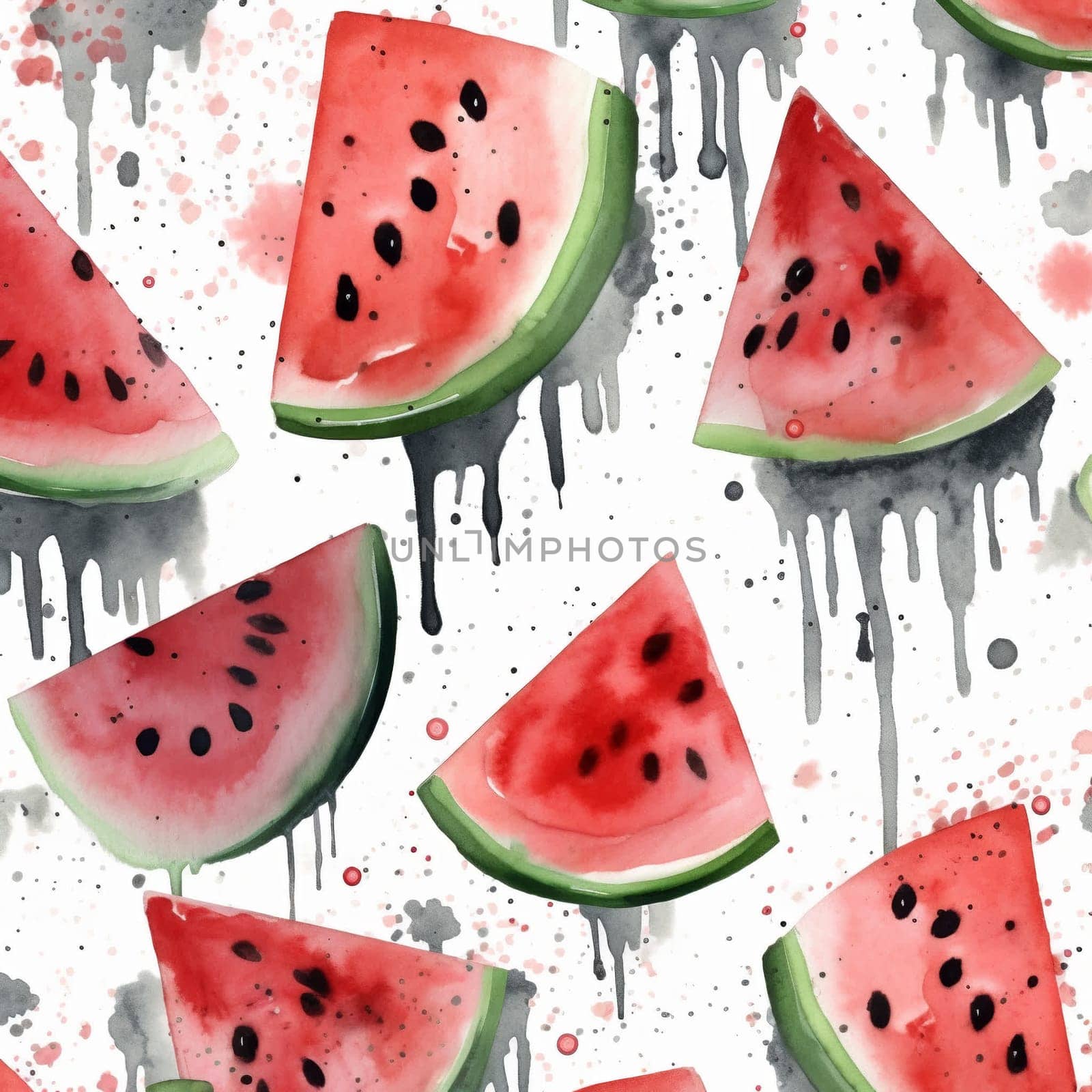 Watercolor image of juicy watermelon.