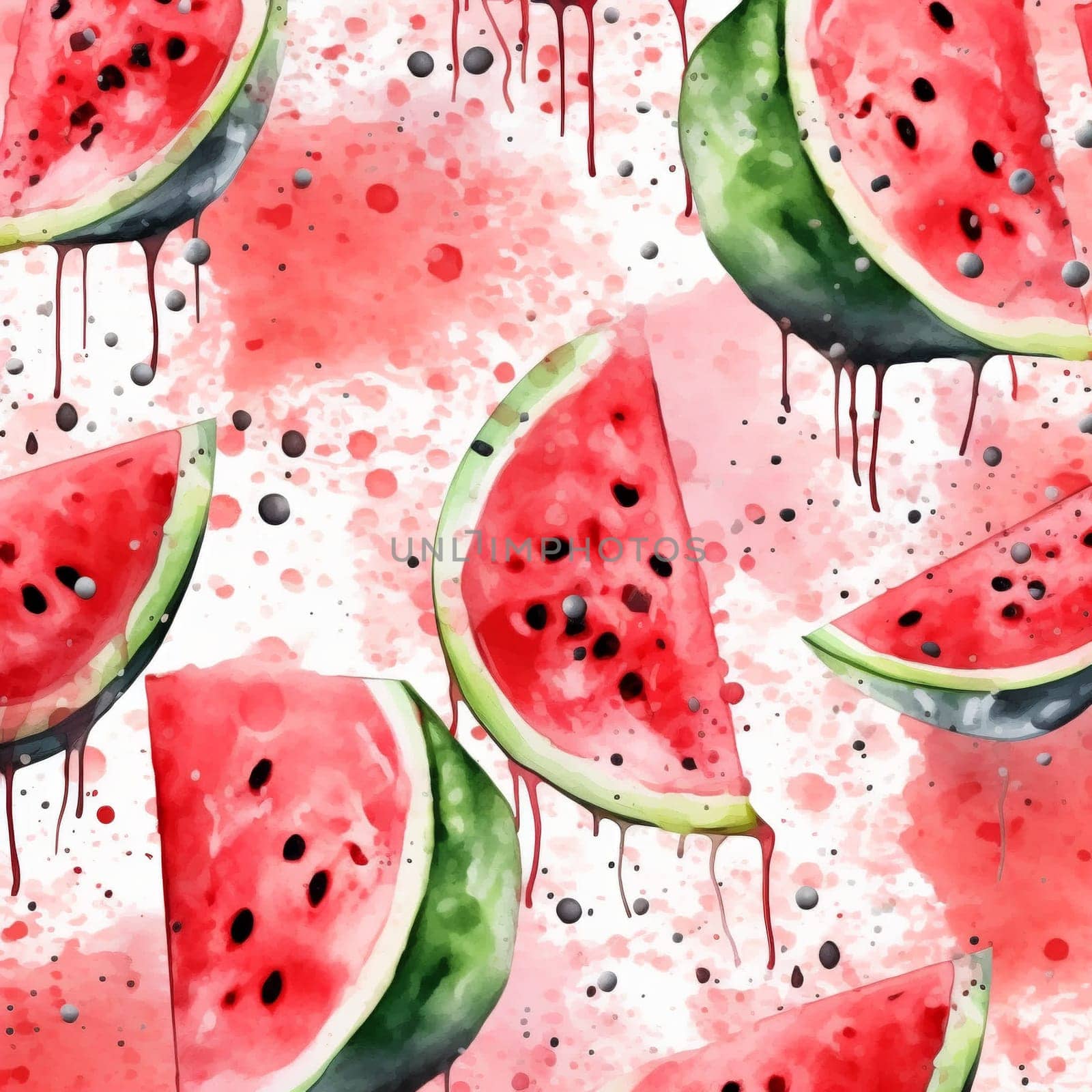 Watercolor image of juicy watermelon.