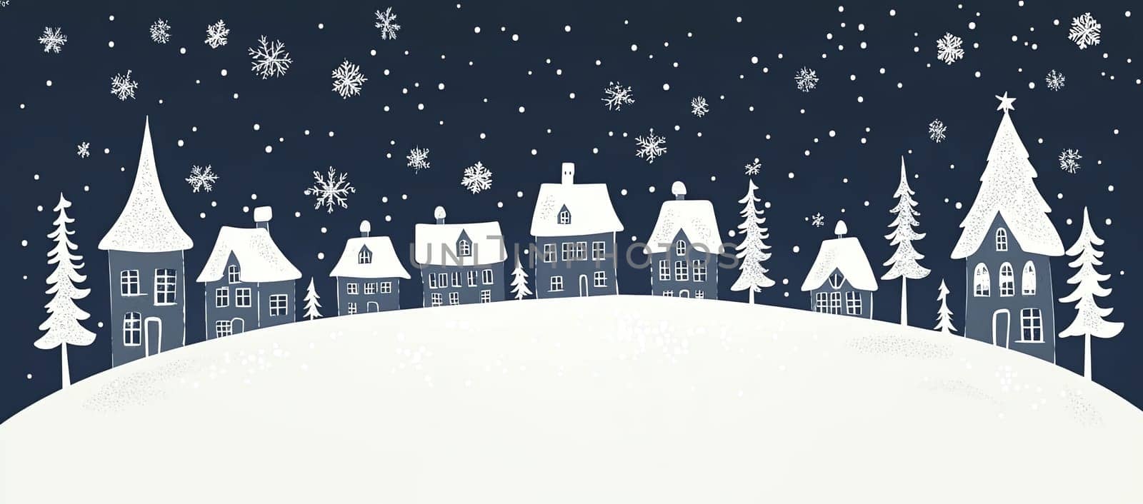 Winter snowy town at night. High quality photo