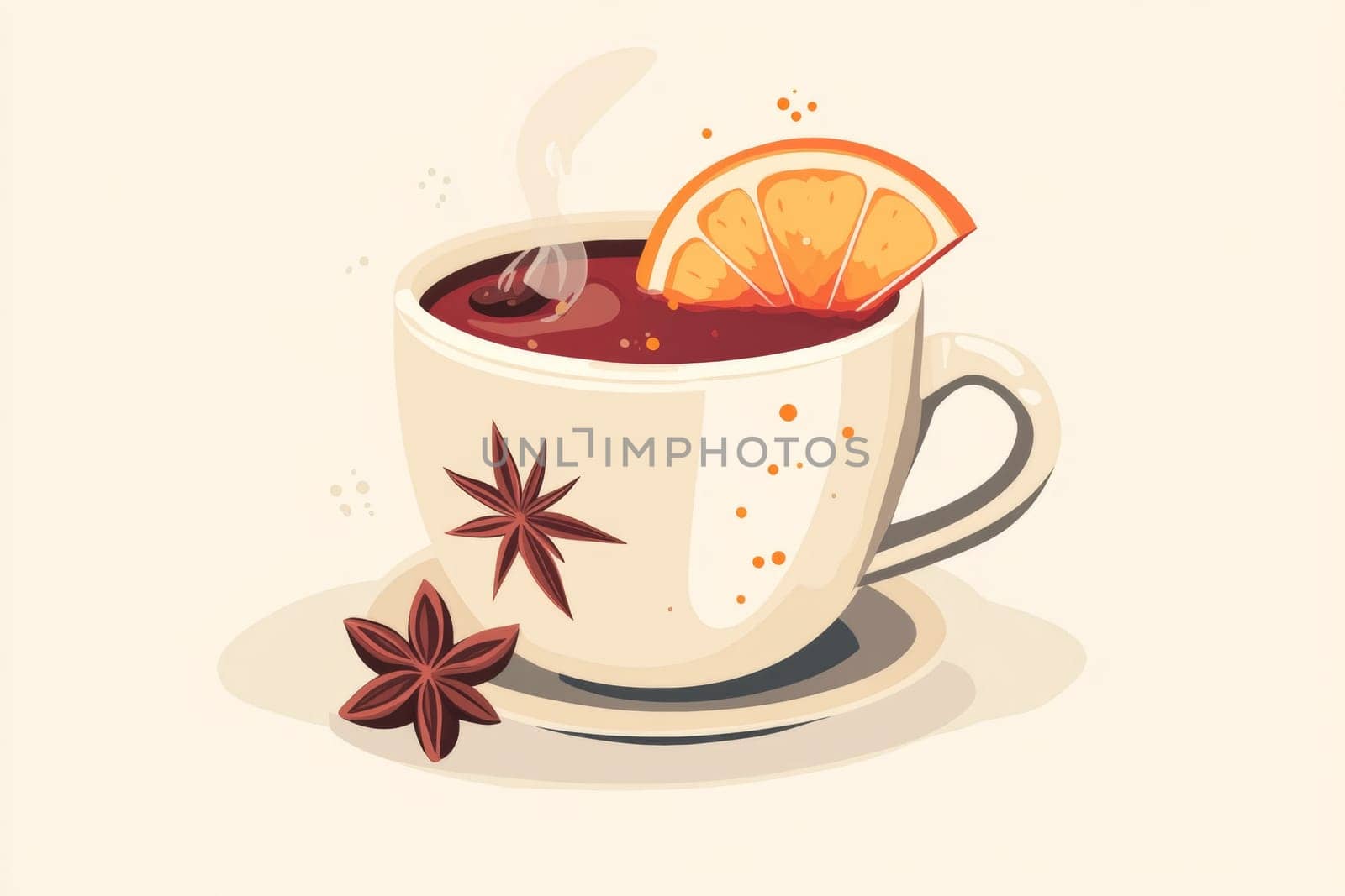 Mug with hot mulled wine. Image in warm tones. High quality photo