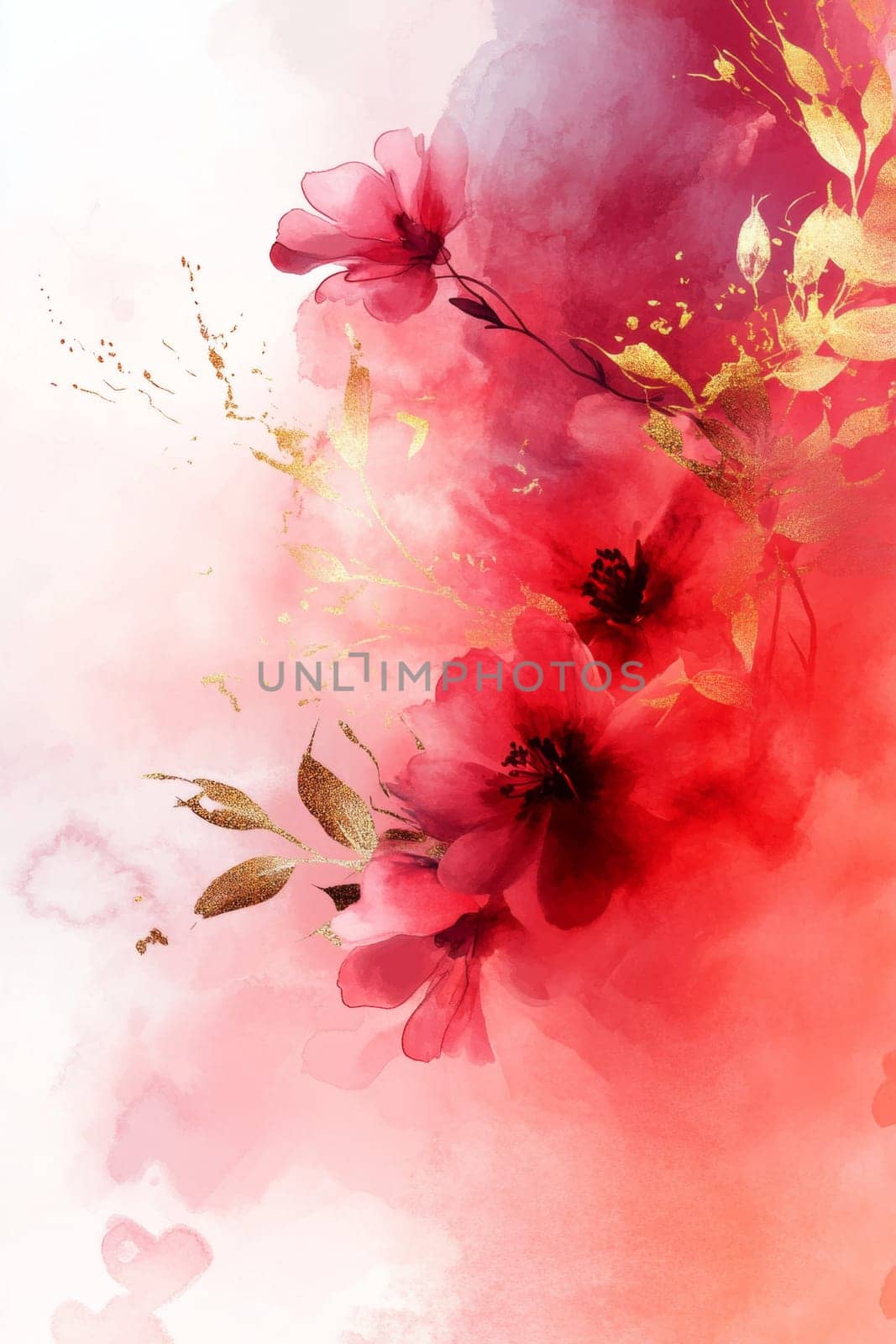 Flowers painted with watercolors on a white background. High quality photo
