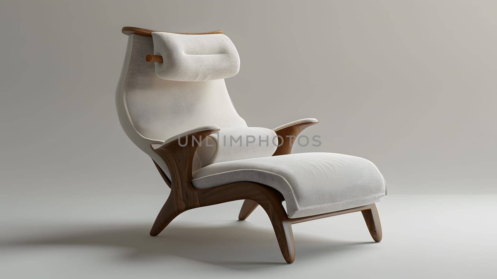 Stylish lounge chair featuring wooden frame and comfortable upholstery detail.