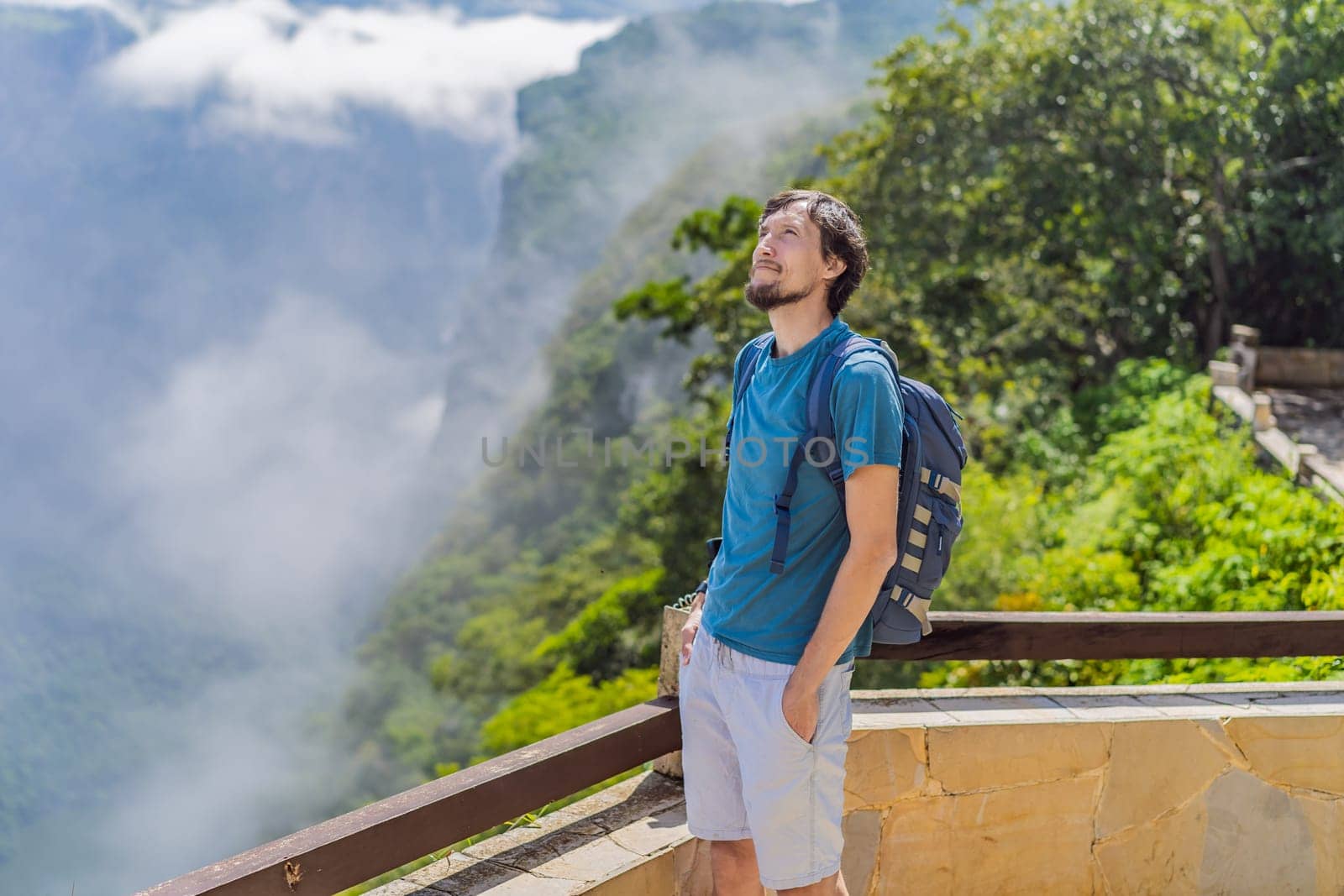 Male tourist exploring Sumidero Canyon National Park, Mexico. Adventure, natural exploration, and travel experience concept.