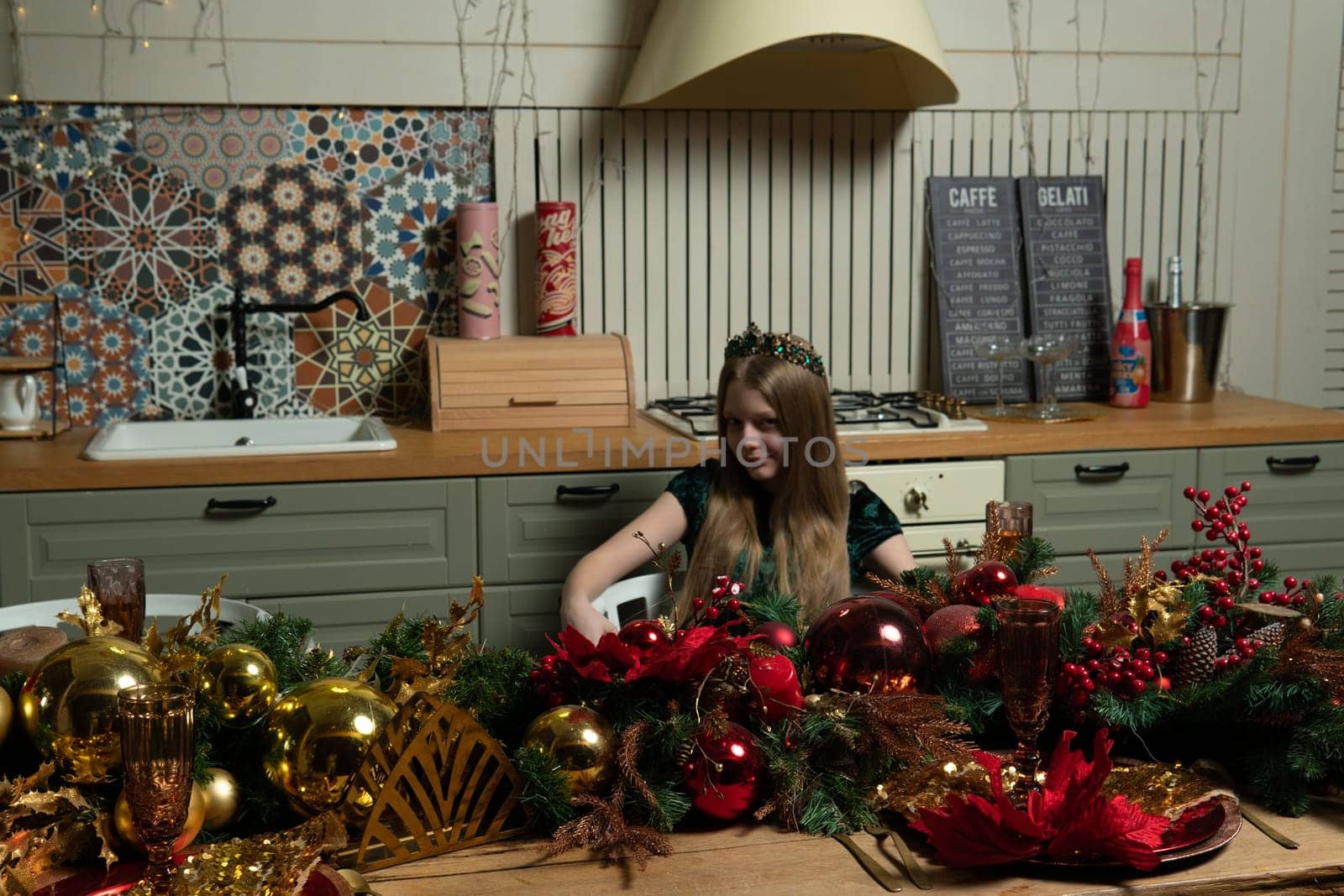 girl new caucasian portrait people person year kitchen sweet tradition celebration holiday food