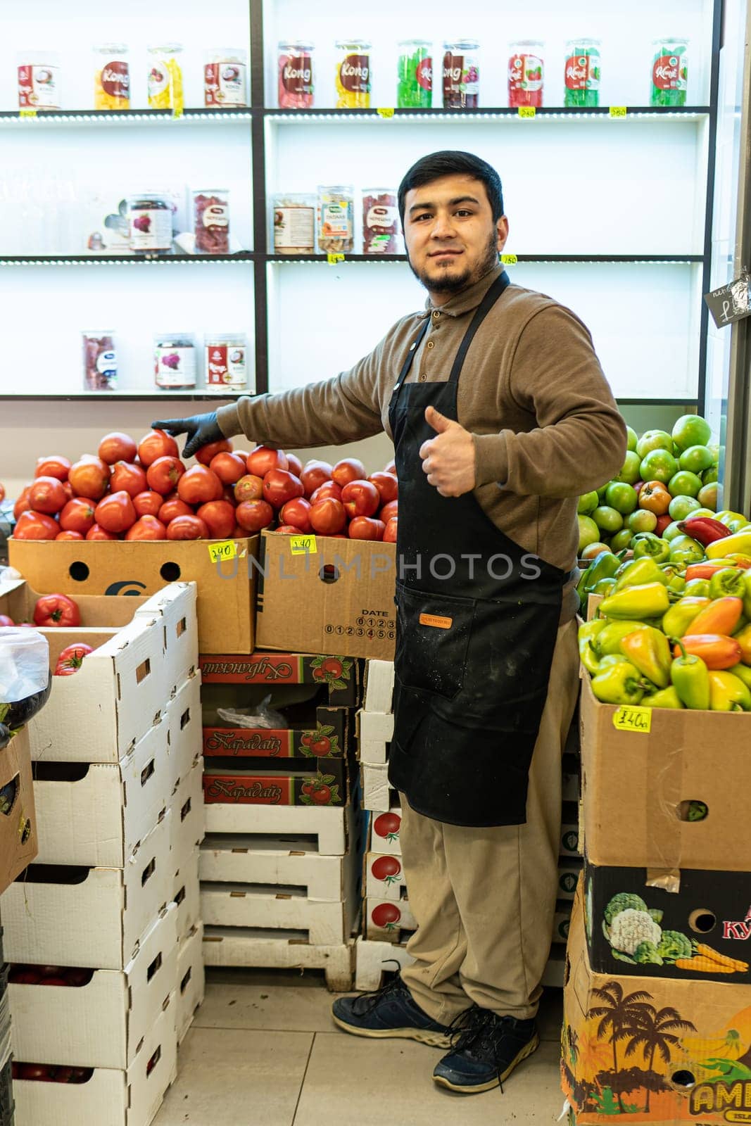 market standing vegetables food man seller store people organic sale shop retail business