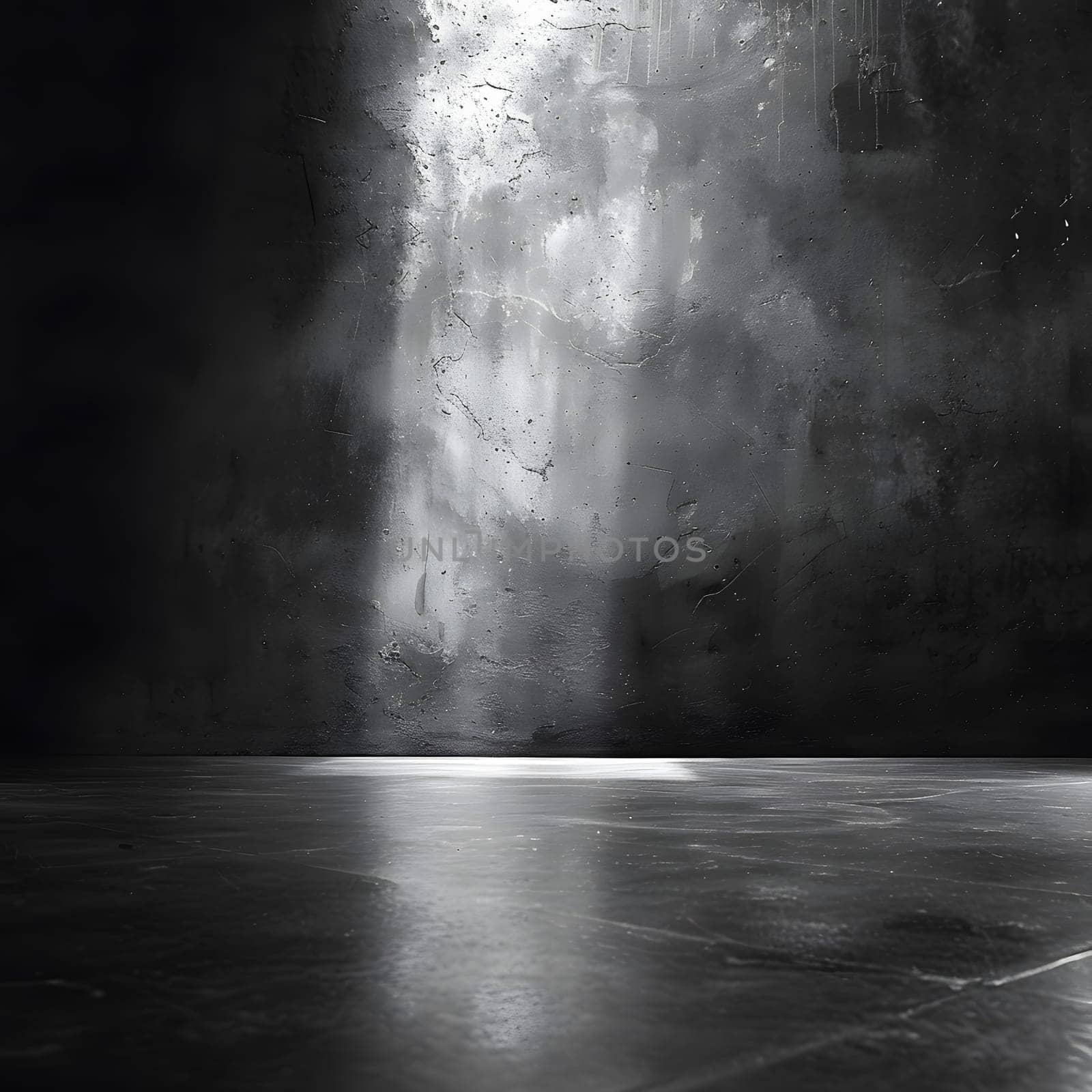 A monochromatic image showing a dimly lit room with smoke billowing out of the ceiling, creating a mysterious and atmospheric ambiance