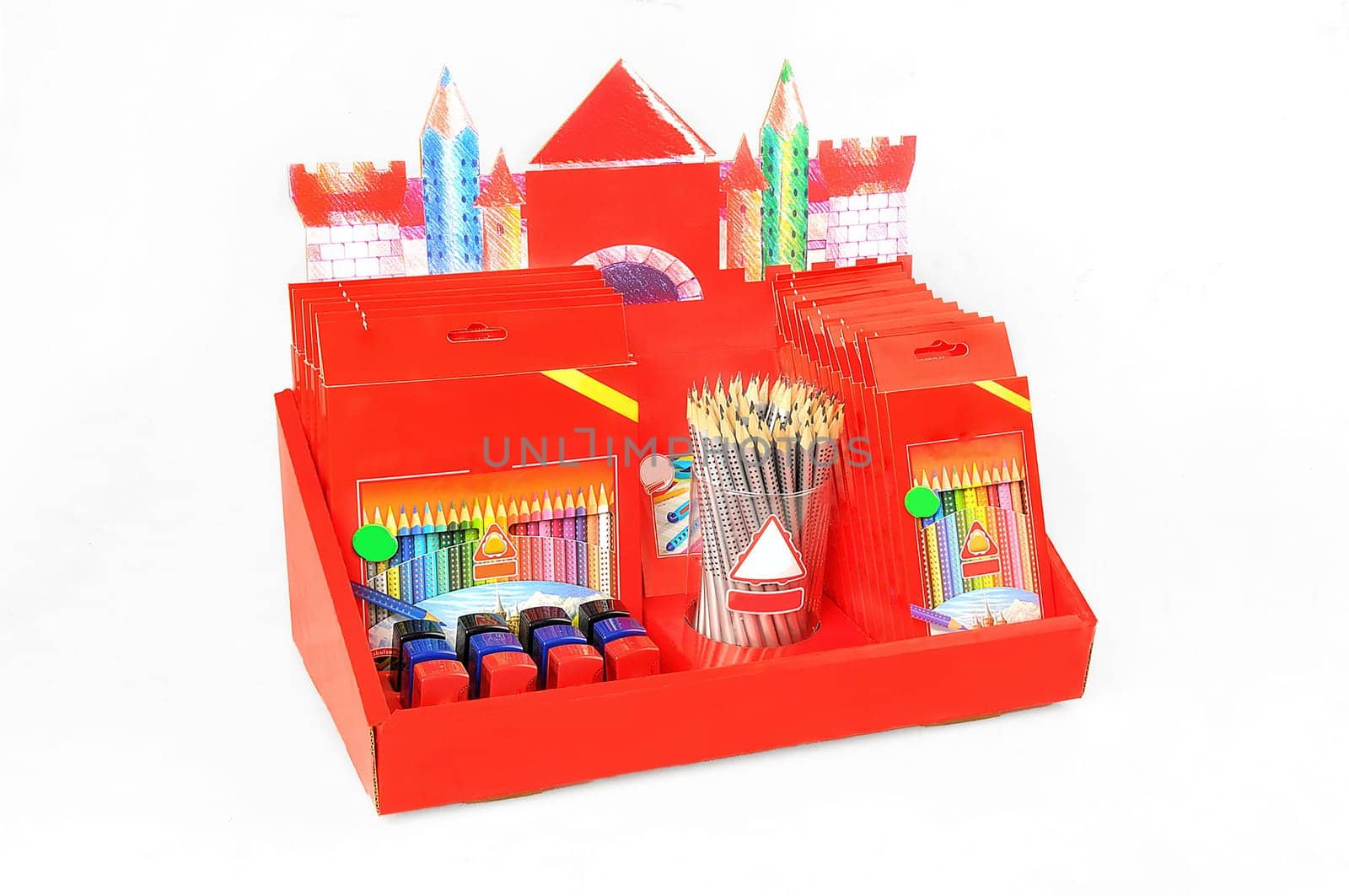 Neatly arranged set of pencils with dotted grips housed in a sleek metal canister, with isolated white background Ideal for artists, students, or office use, The design complements both functionality and aesthetics good for digital content creation and back to school