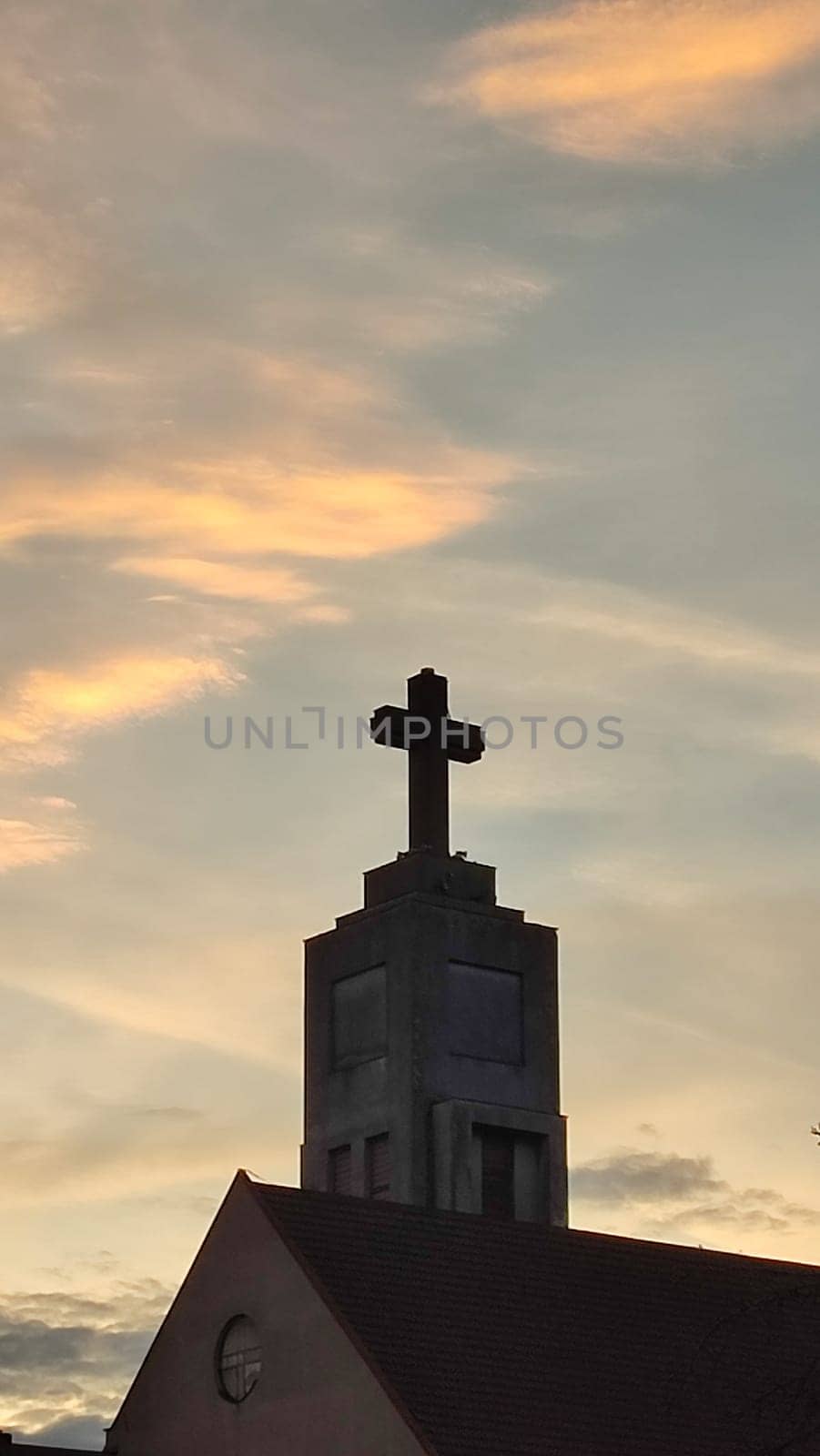 October 23 2024 , Hradec Kralove Czech Republic Europe,Church of the Heart of God in Art Nouveau style in the center of the old city, architecture of the building cross religion, sunset. High quality photo