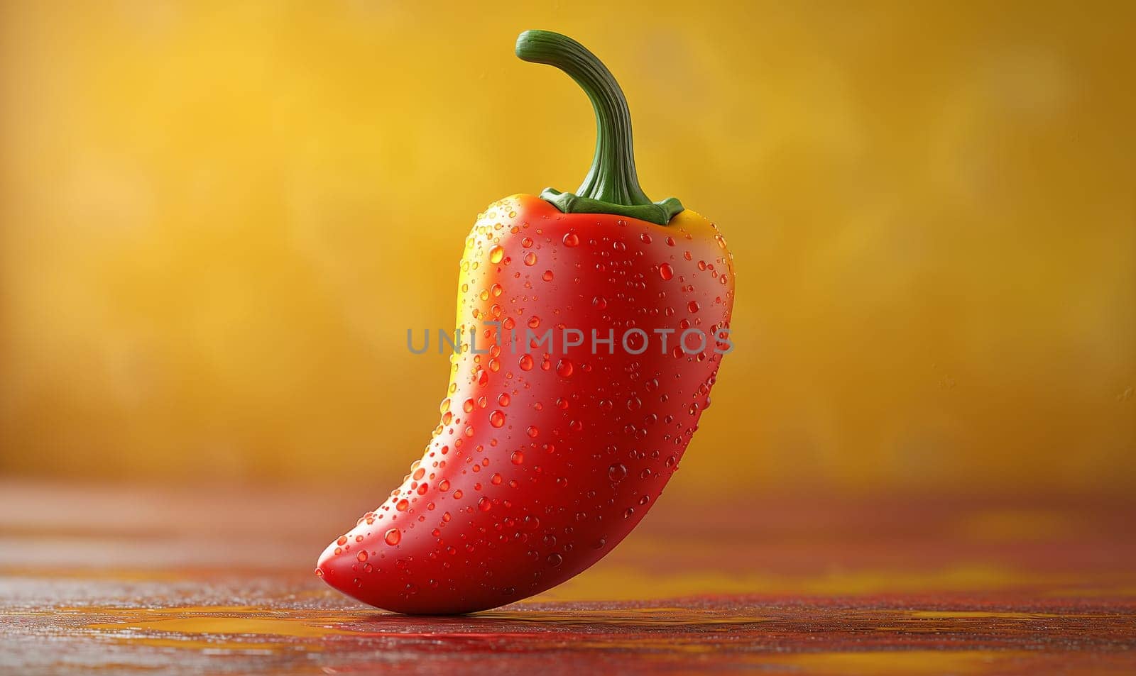 Red pepper lies on a colored background. Selective focus.