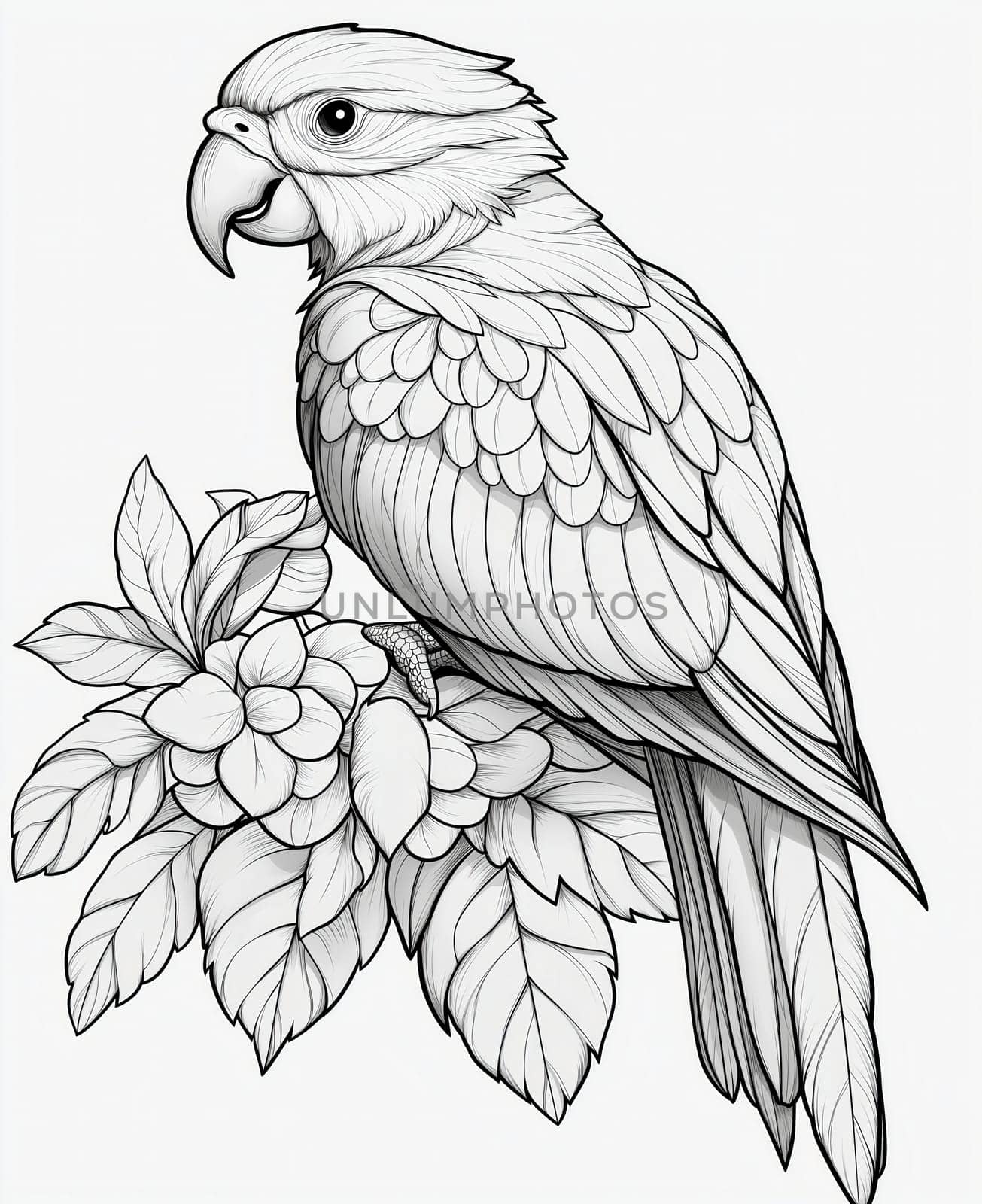 Coloring for kids, coloring birds, parrot