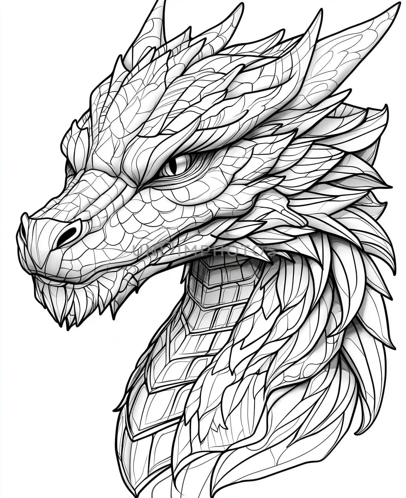 Coloring for kids, coloring colorful animal, dragon from geometric shapes