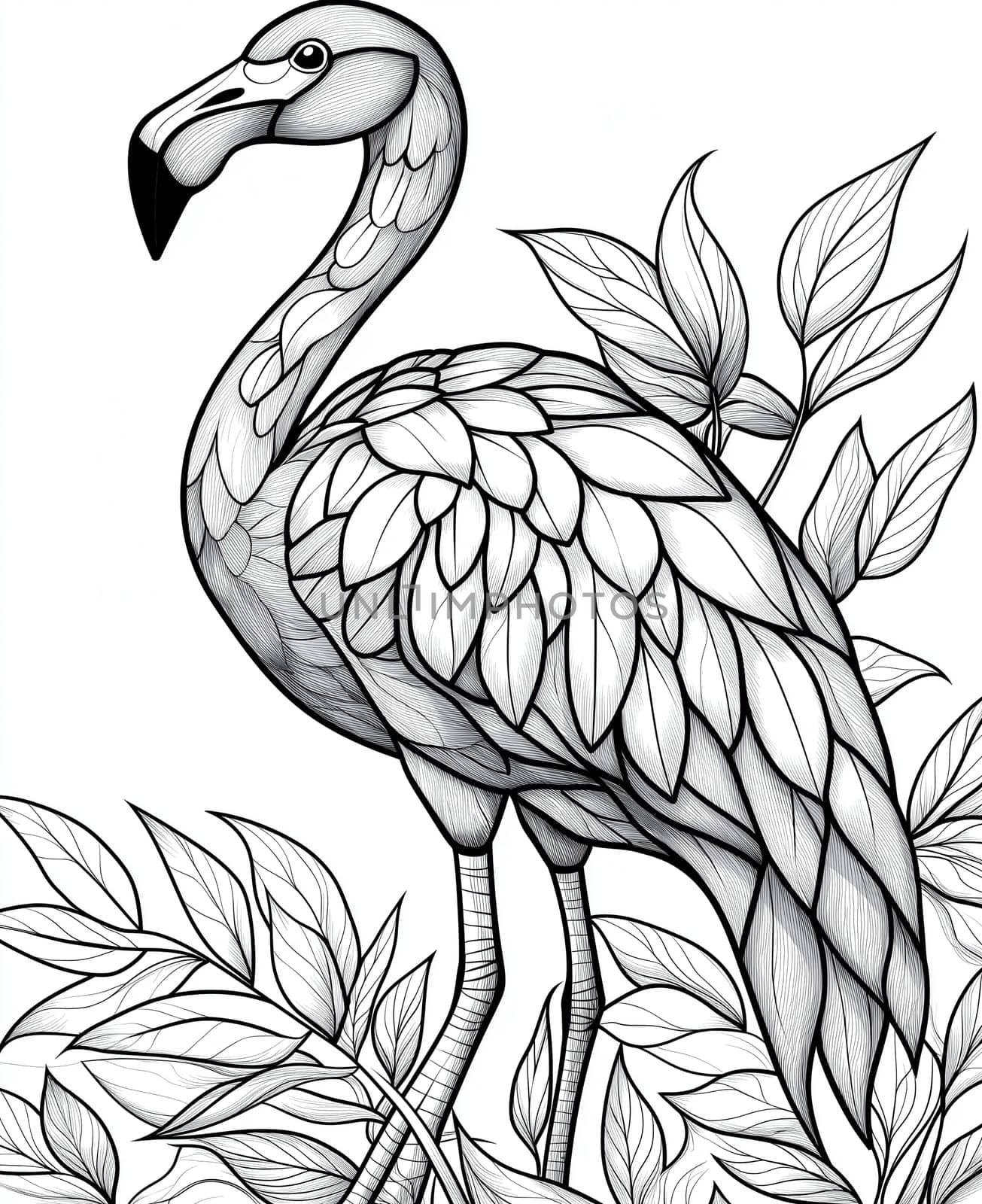 Coloring for kids, coloring birds, flamingo
