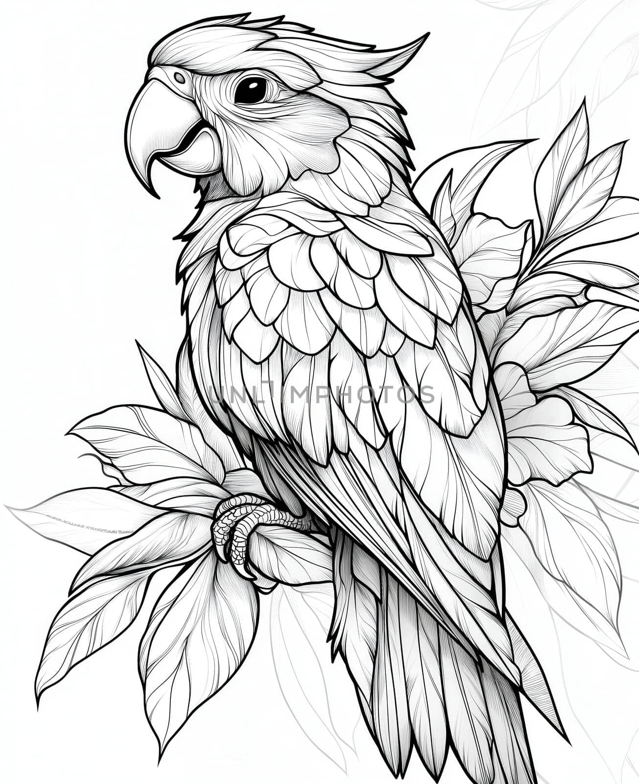 Coloring for kids, coloring birds, parrot