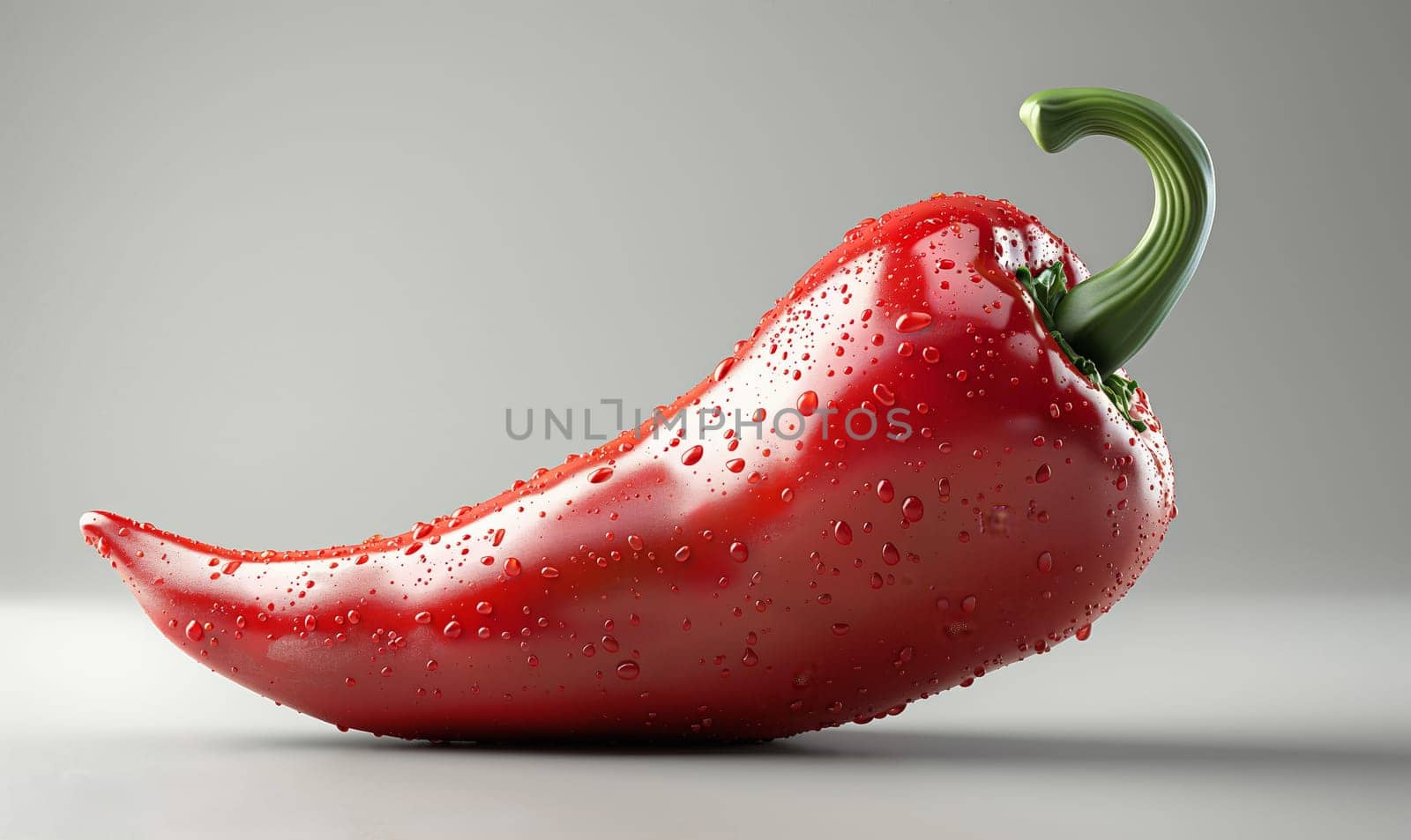 Red pepper lies on a light background. Selective focus.