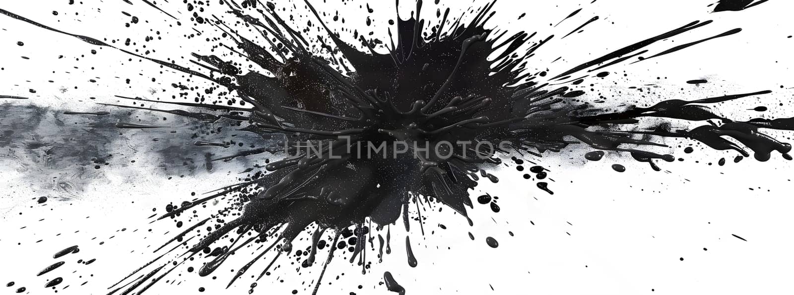 Dynamic black ink explosion art on clean white, perfect for creative designs