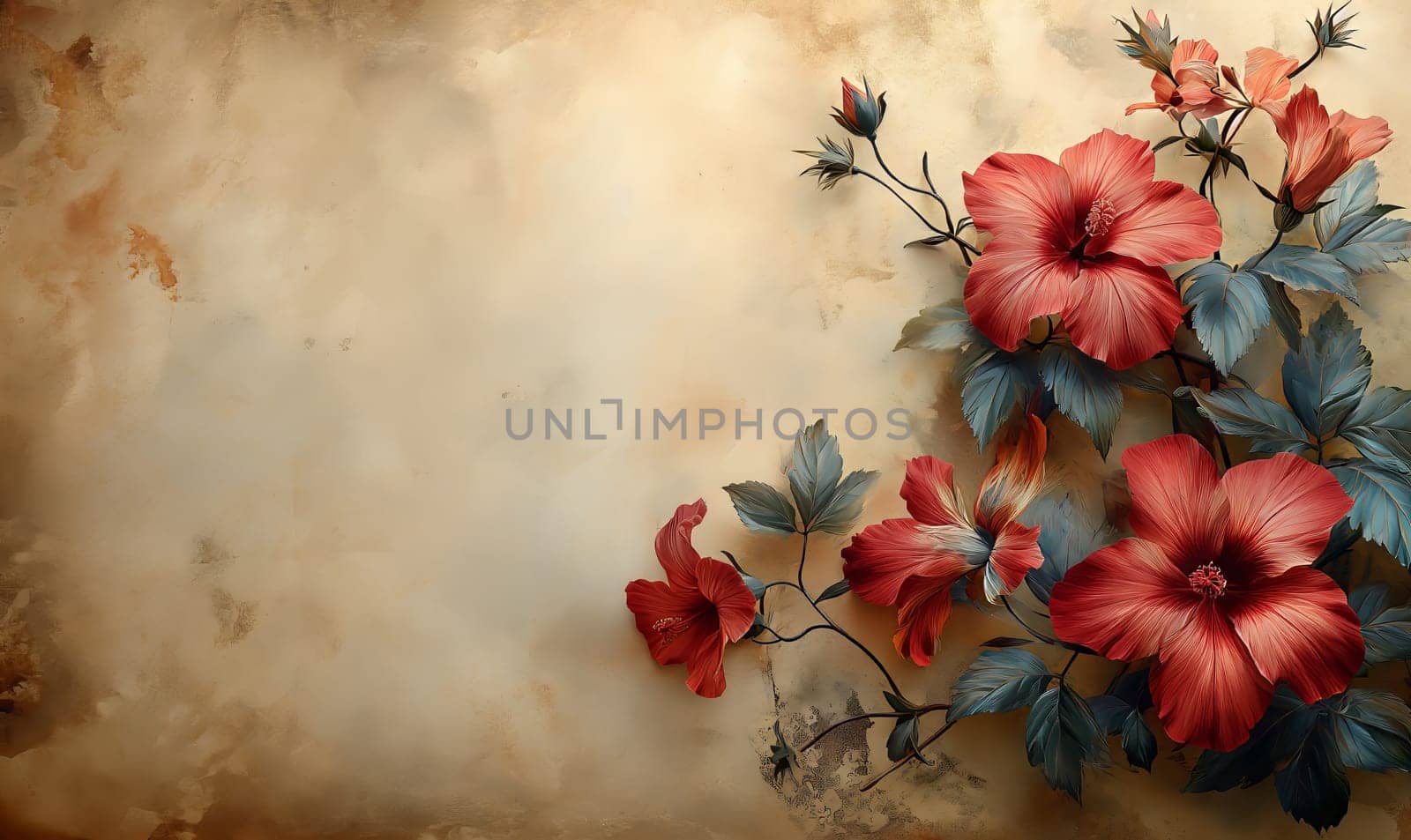Vintage airy flowers on a textured background. Selective focus.