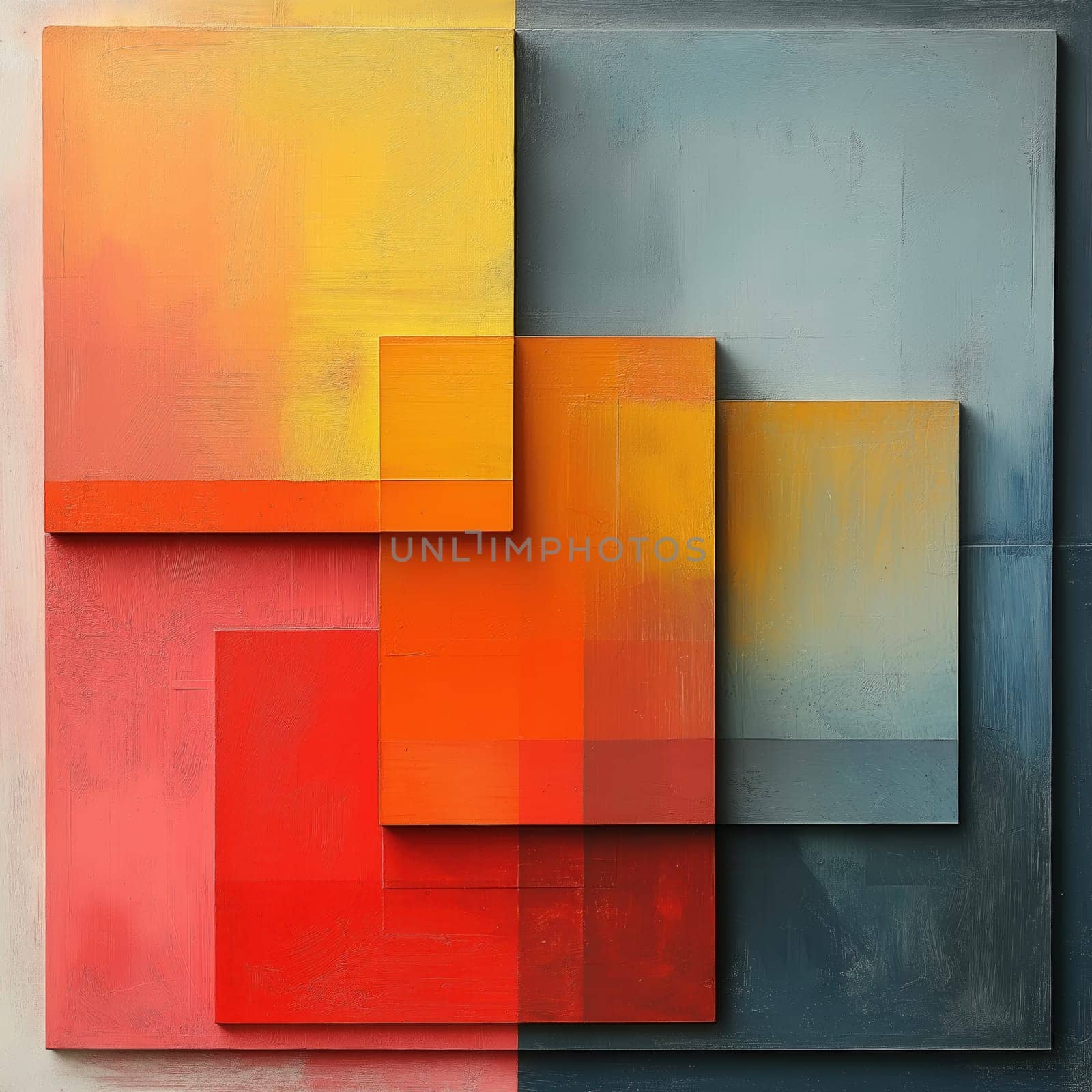 Abstract background in a combination of multicolored geometric shapes. Selective focus.