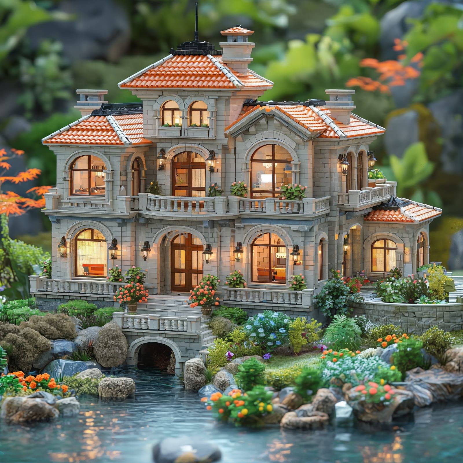 Miniature model of house on blurred background. Selective focus.