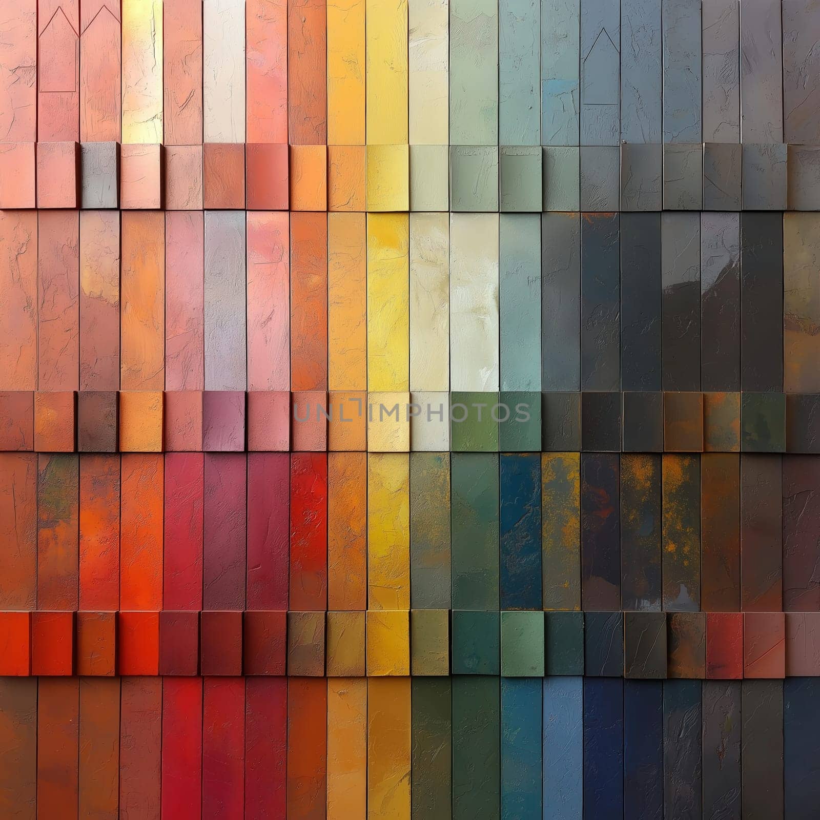 Abstract background in a combination of multicolored geometric shapes. Selective focus.