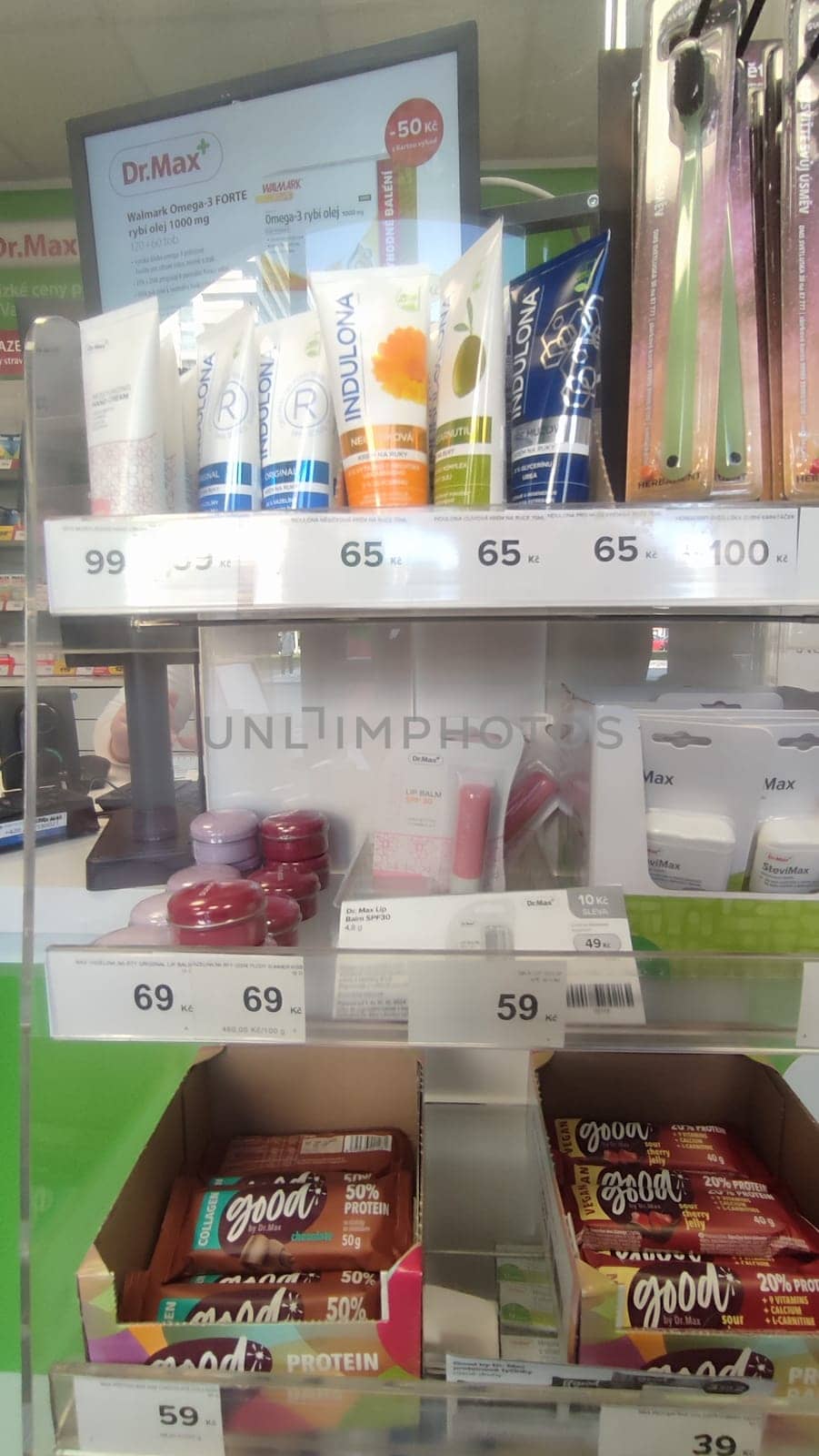 October 22 2024 Hradec Kralove, Czech Republic Europe, Kralov region, in pharmacy, medicines on shelf , brands products. High quality photo
