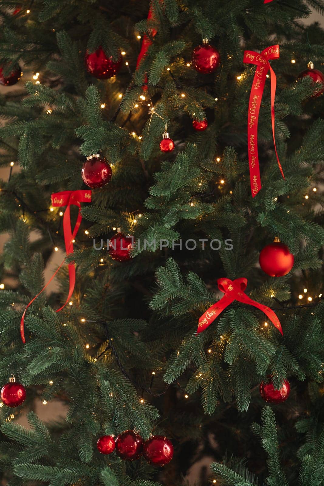 Beautiful Christmas decor. Decorating a room on a holiday. Stylish details.