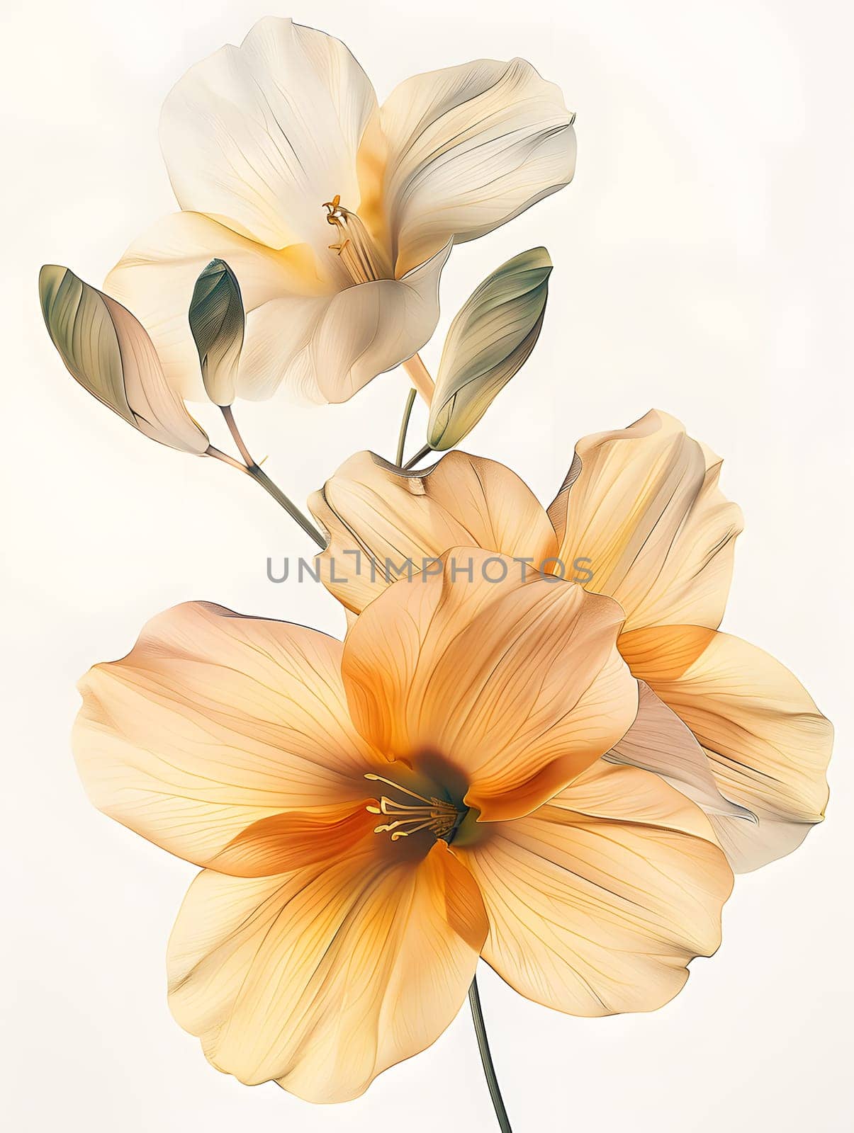 A close up of a beautiful flower from the daisy family, with delicate petals and a long pedicel, on a clean white background. A perfect subject for art and paintings