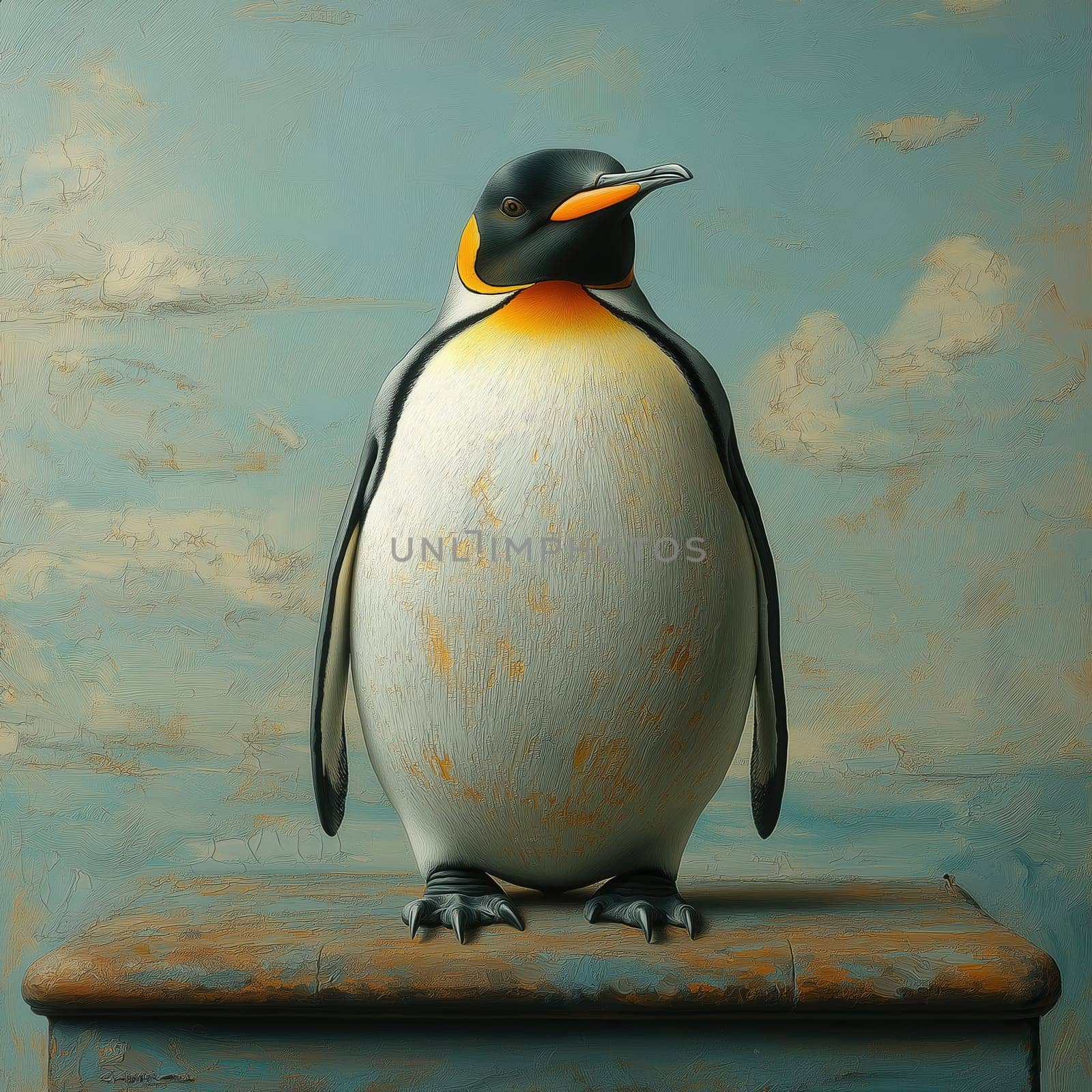 Creative penguin figurine on abstract background. Selective focus.