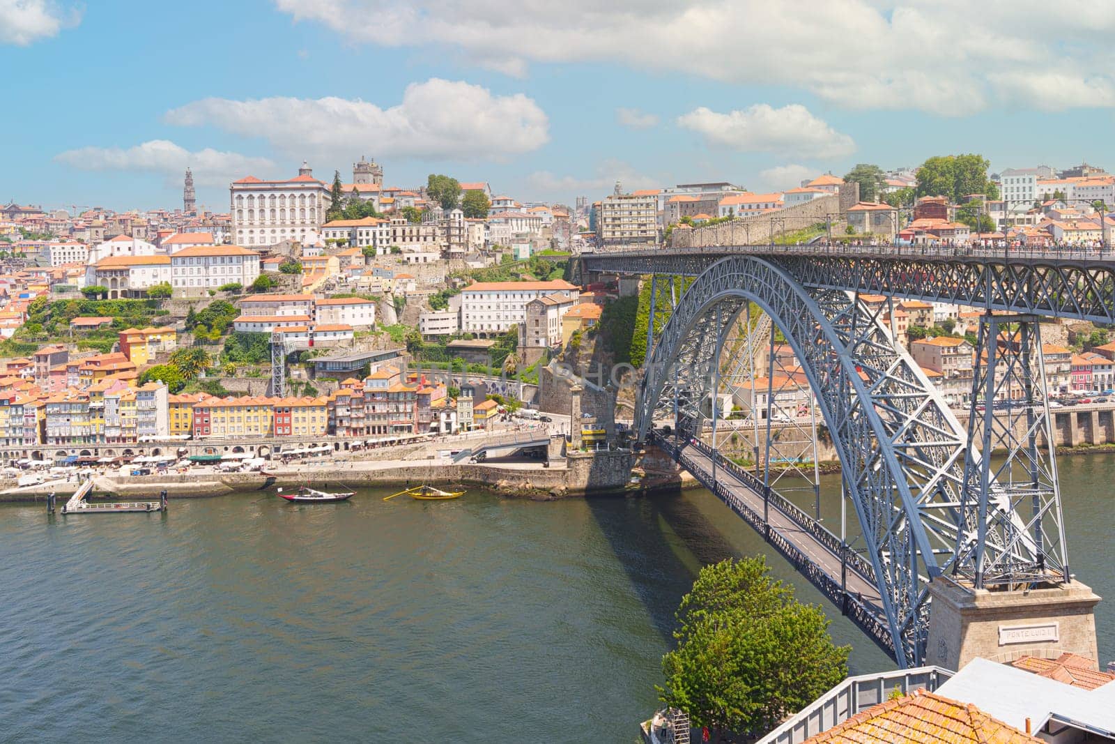 View of Porto with the Luis I bridge over the Douro River, Portugal