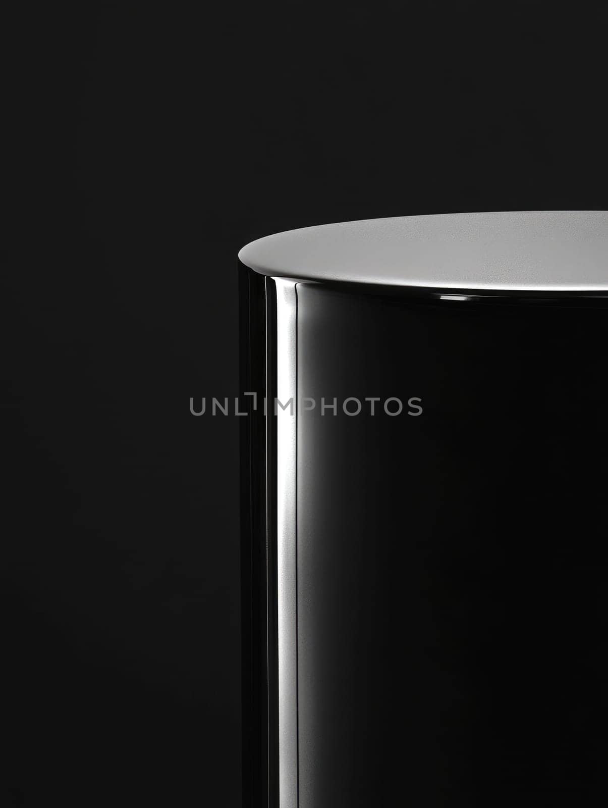 Sleek round polished black pedestal design for modern decor.