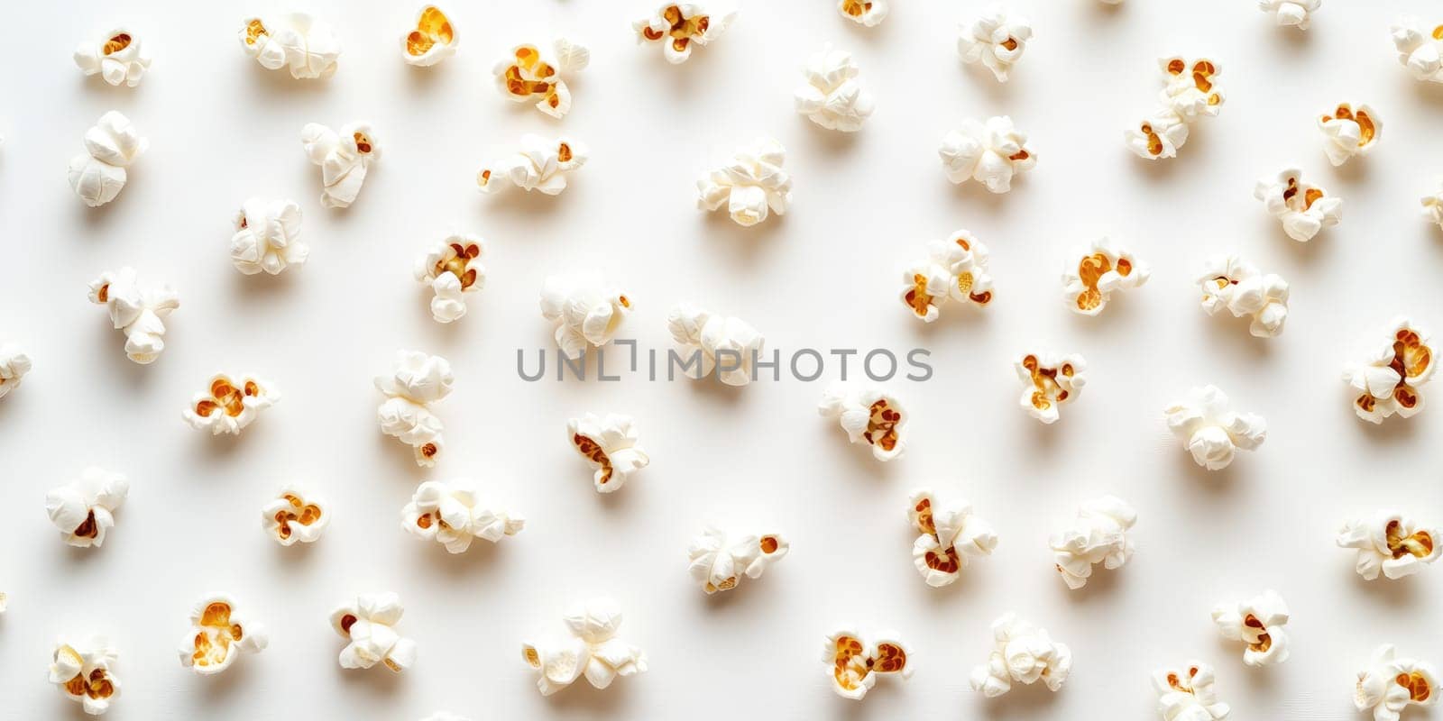 Isolated popcorn kernels on white background for snack design.