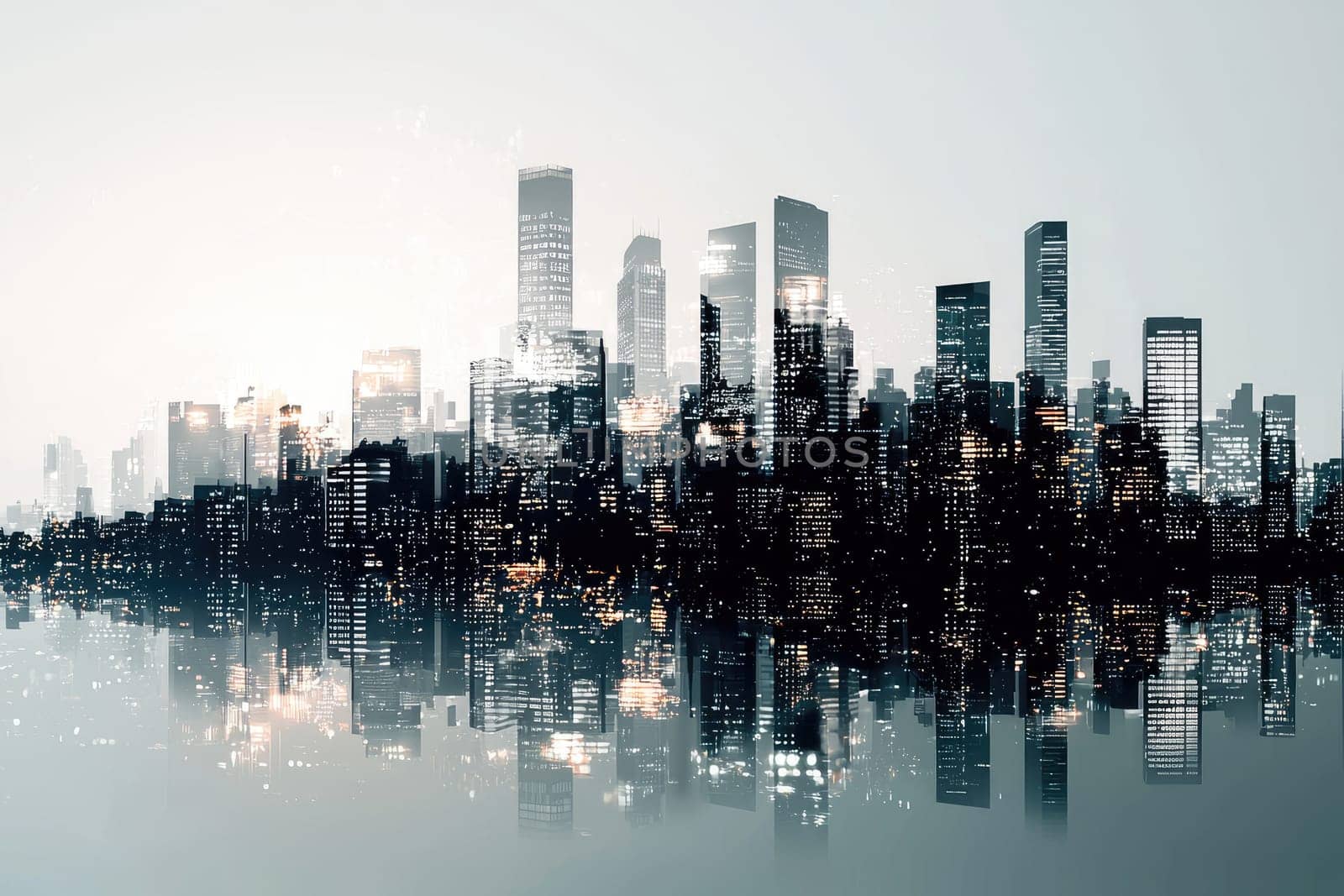 This artistic urban silhouette captures the essence of innovation and modernity, showcasing a reflective skyline that embodies growth and creativity in city life.
