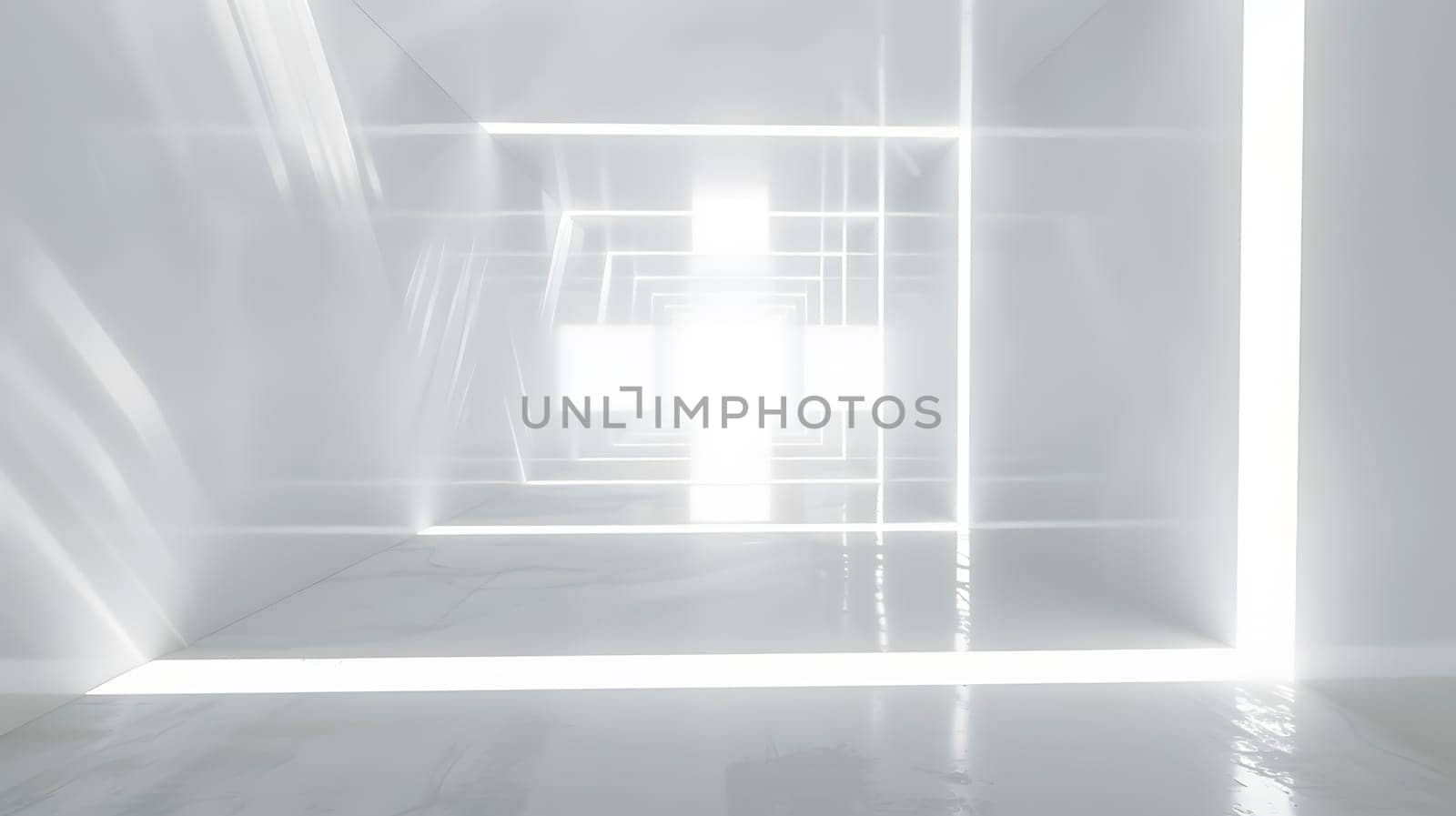 Elegant abstract lights and geometric shapes in a modern minimalistic white space.