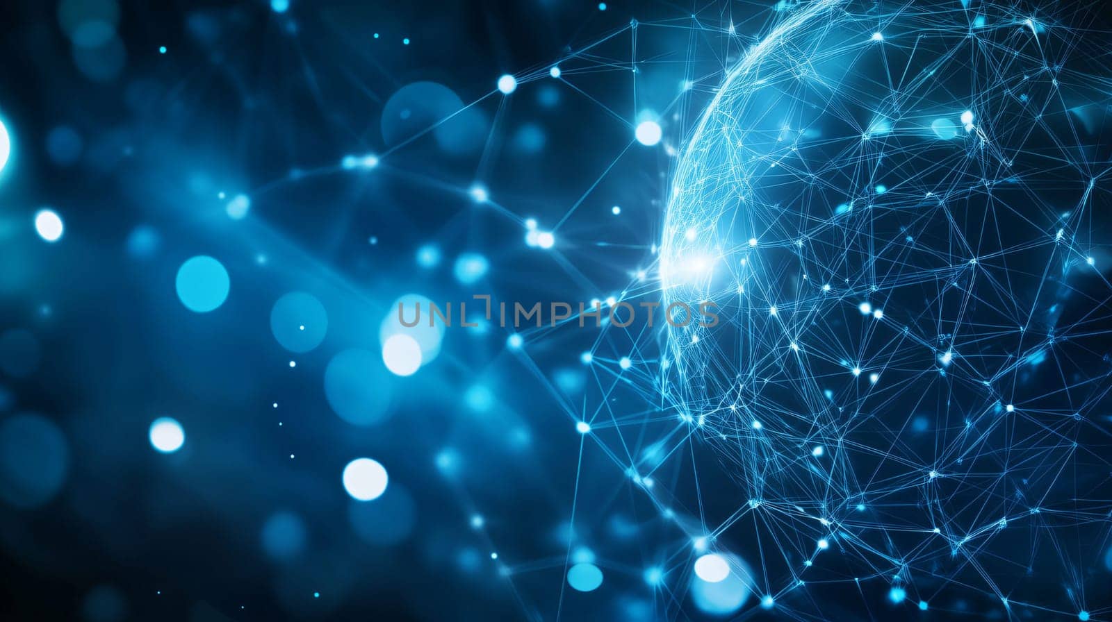 Abstract planet earth rotating with connected data points and digital information flowing, representing global network and communication technology