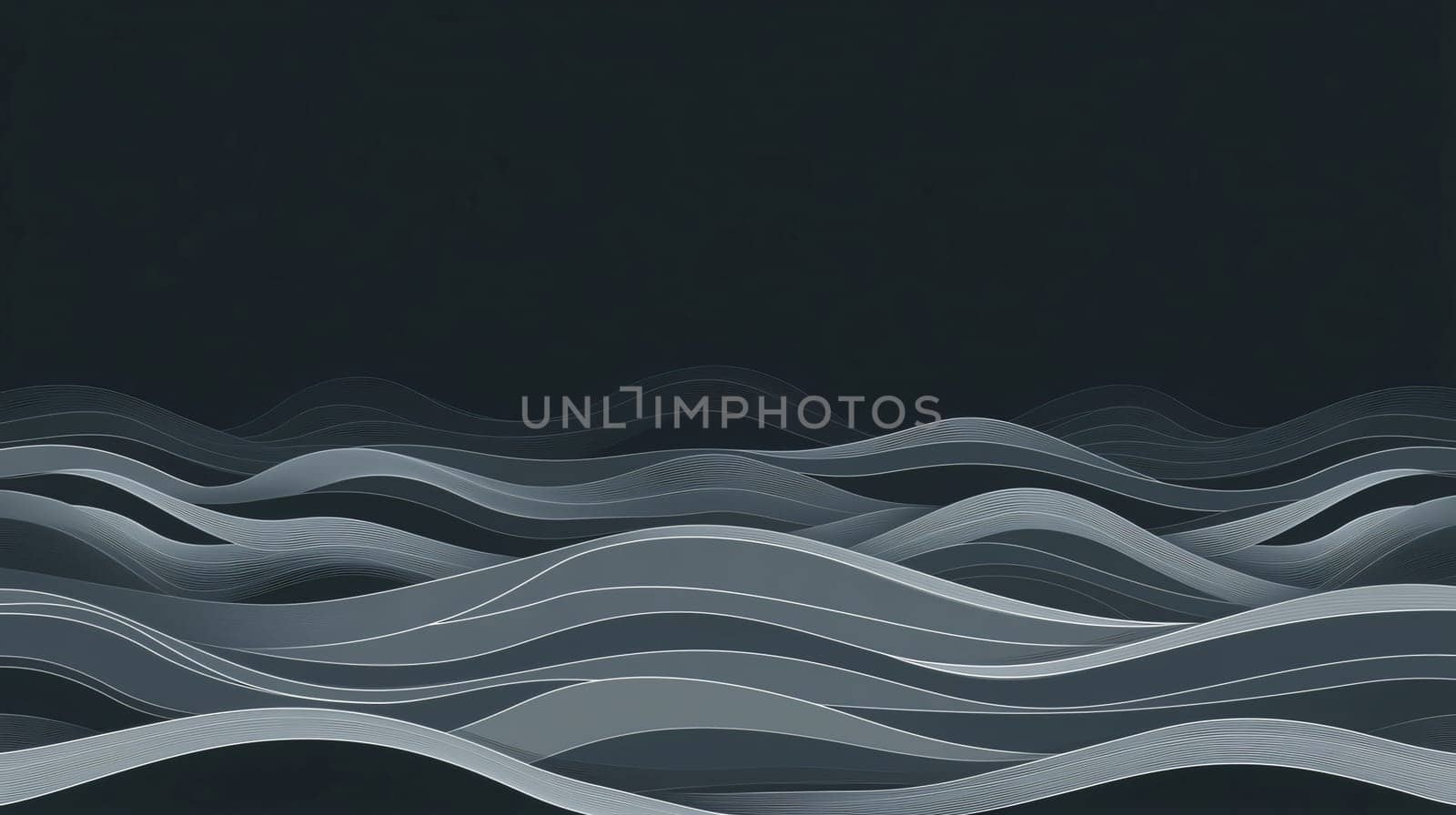 Abstract background forming a pattern of flowing monochromatic waves on dark background