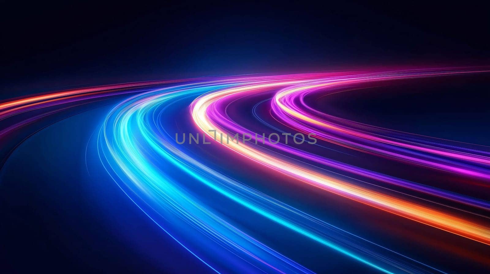 Colorful light trails creating a swirling pattern on a dark background