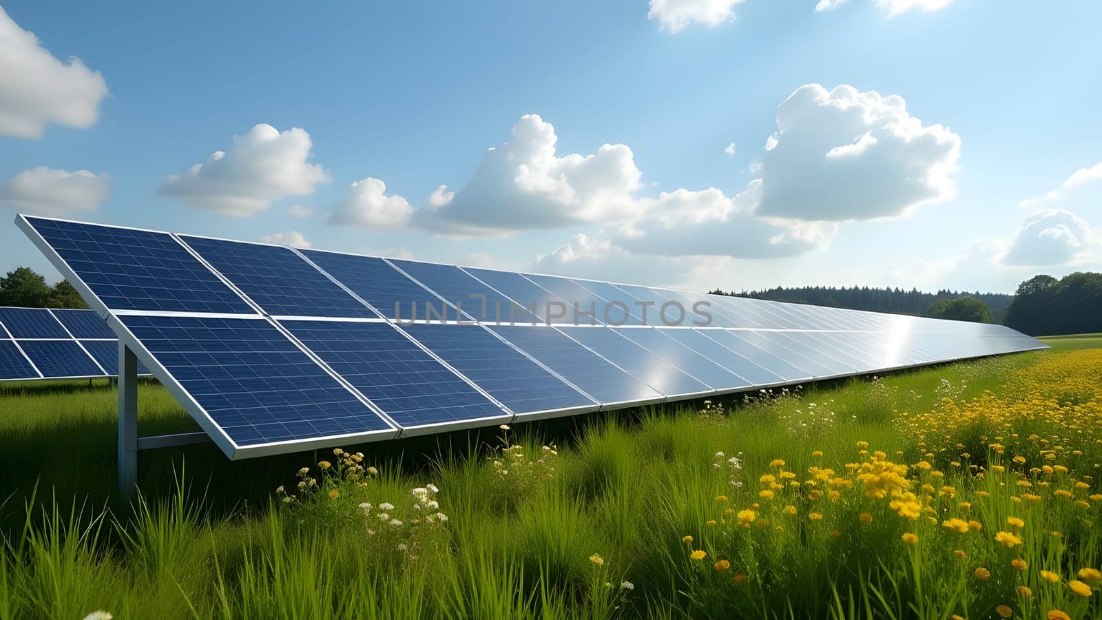 big solar power plant in the field, generative ai. High quality photo