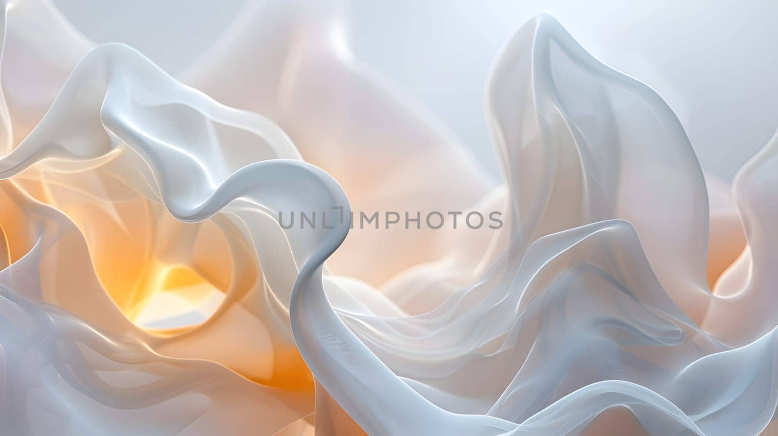 A macro photography painting of a white flower with a yellow center, resembling a peach surrounded by electric blue petals. The image captures the beauty of nature in stunning detail