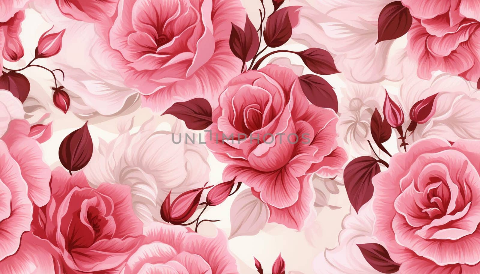 Seamless pattern tile background flowers and floral leaves plants. High quality photo