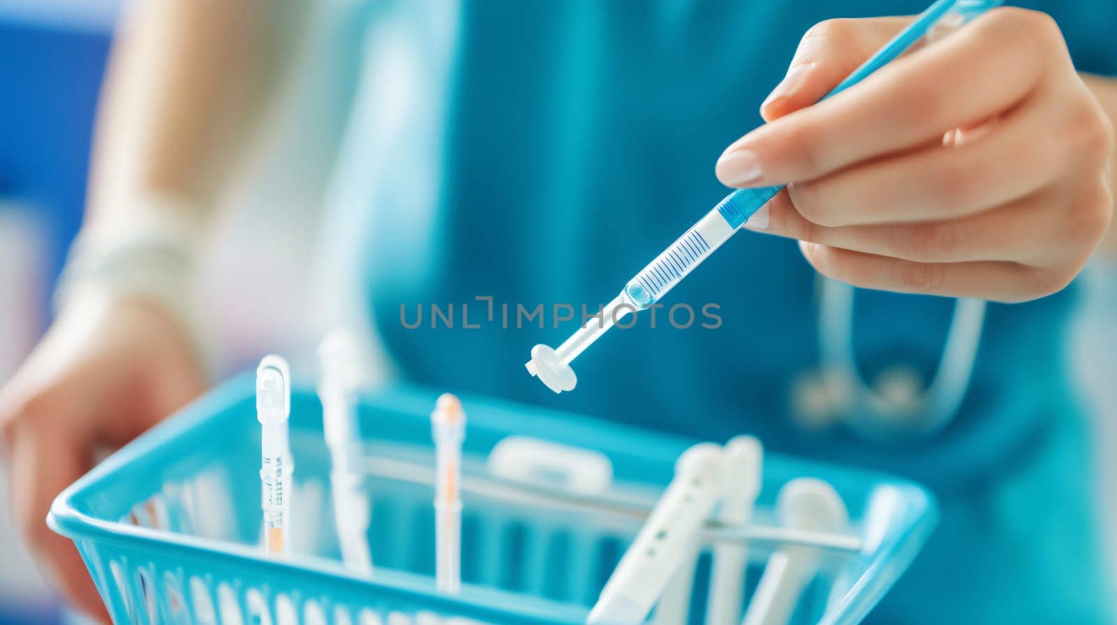 Close-up of doctor holding medical swab, performing medical test in hospital laboratory